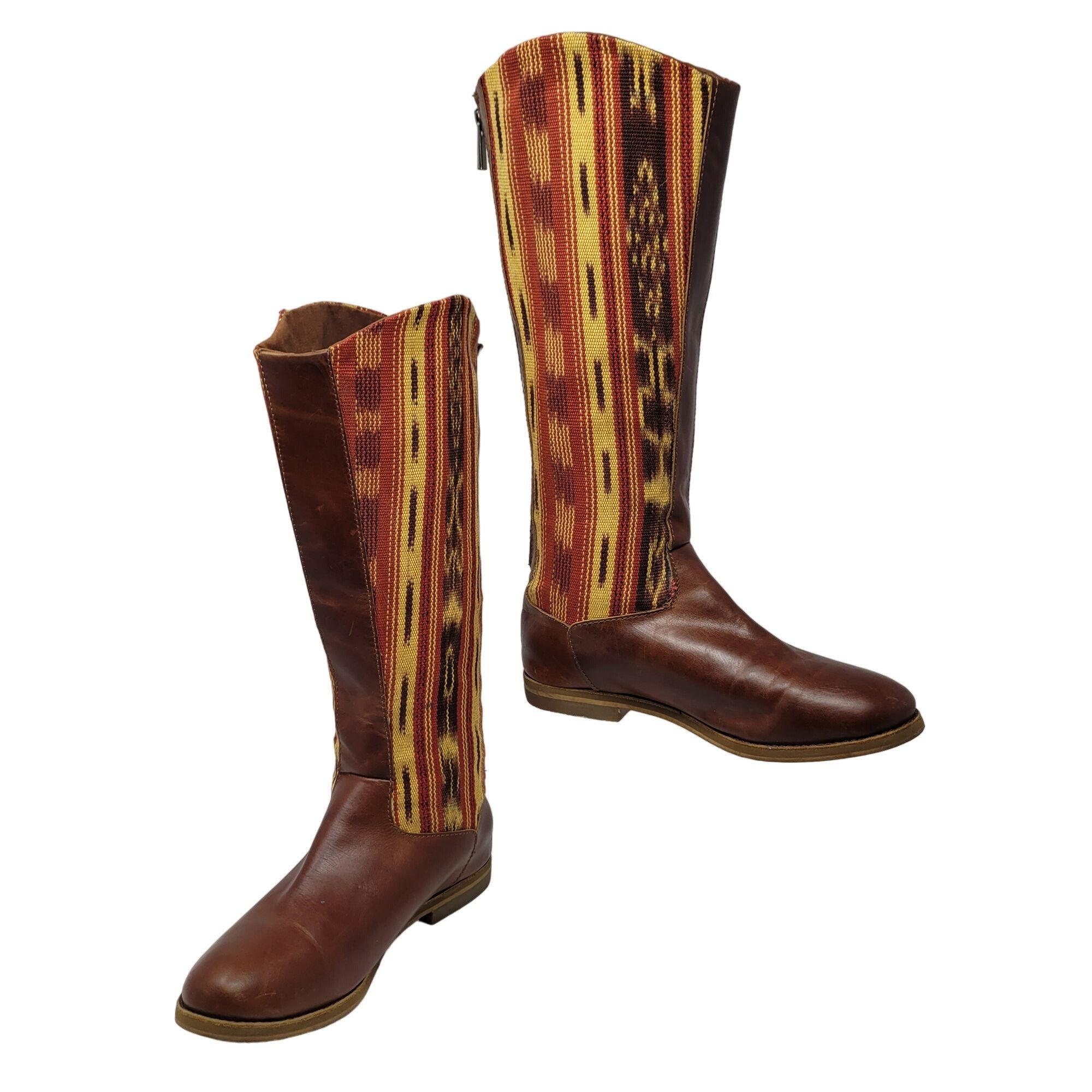 REEF Reef Santa Marta Leather Tapestry Tall Boots 7 Brown Hippie Size US 7 / IT 37 - 1 Thumbnail