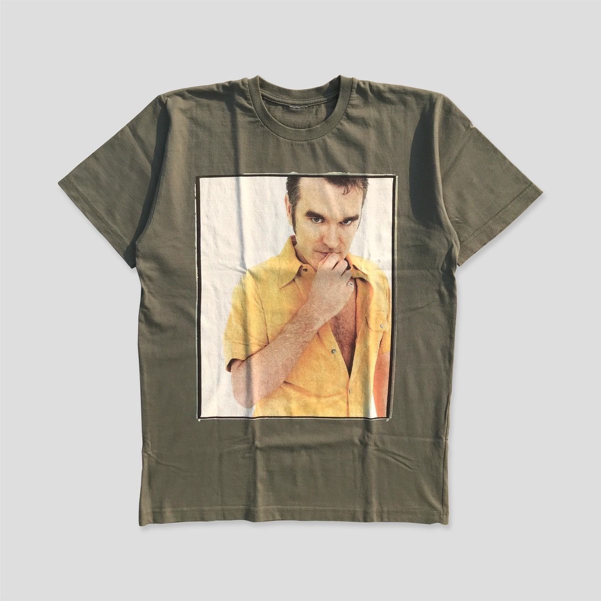 image of Band Tees Vintage 90’S Morrissey Oye Esteban Tour 1999-2000 in Green, Men's (Size Large)