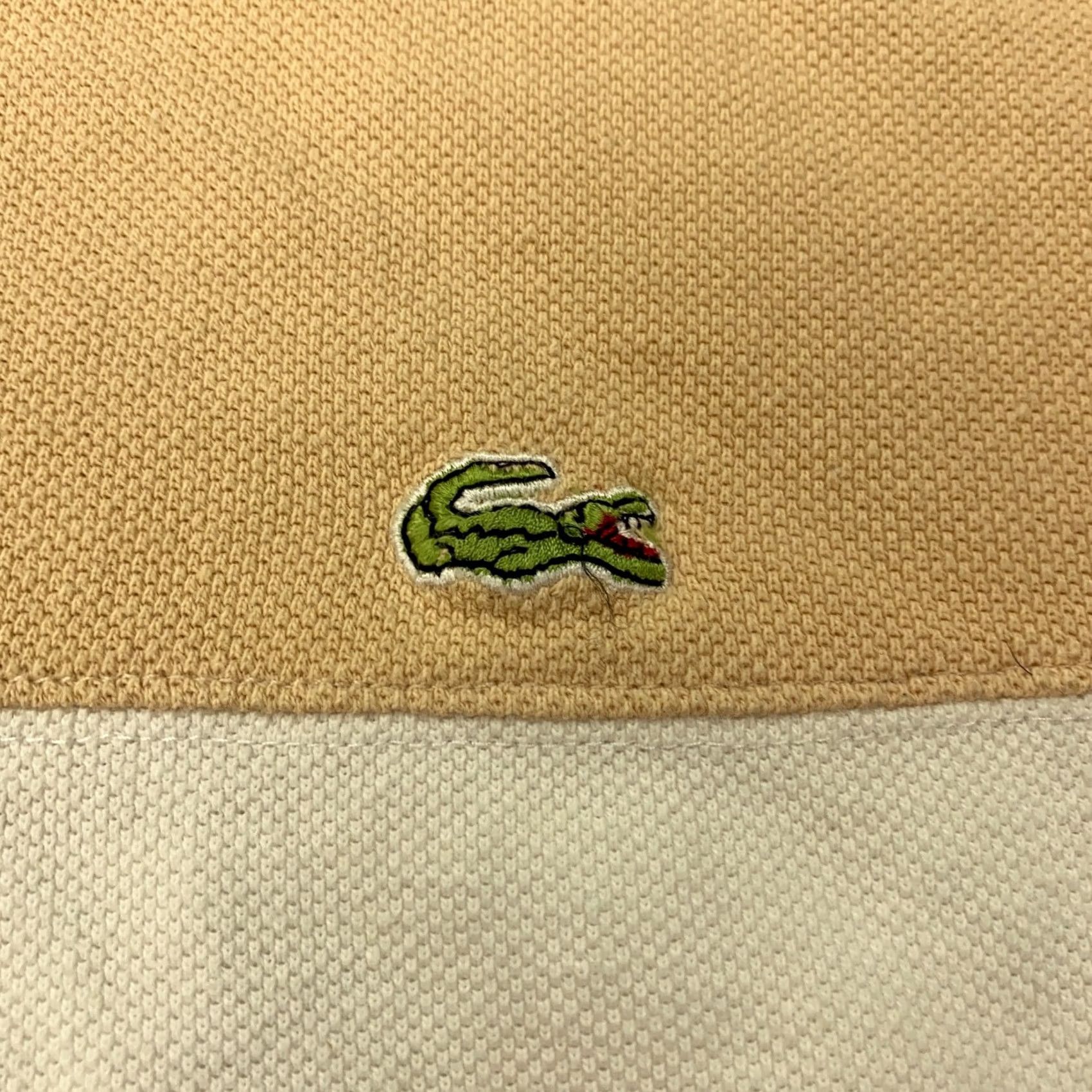 Lacoste VTG Lacoste Polo Shirt 3XL White Tan Striped Preppy 90s Mens Shirt Polo Size US XXL / EU 58 / 5 - 2 Thumbnail