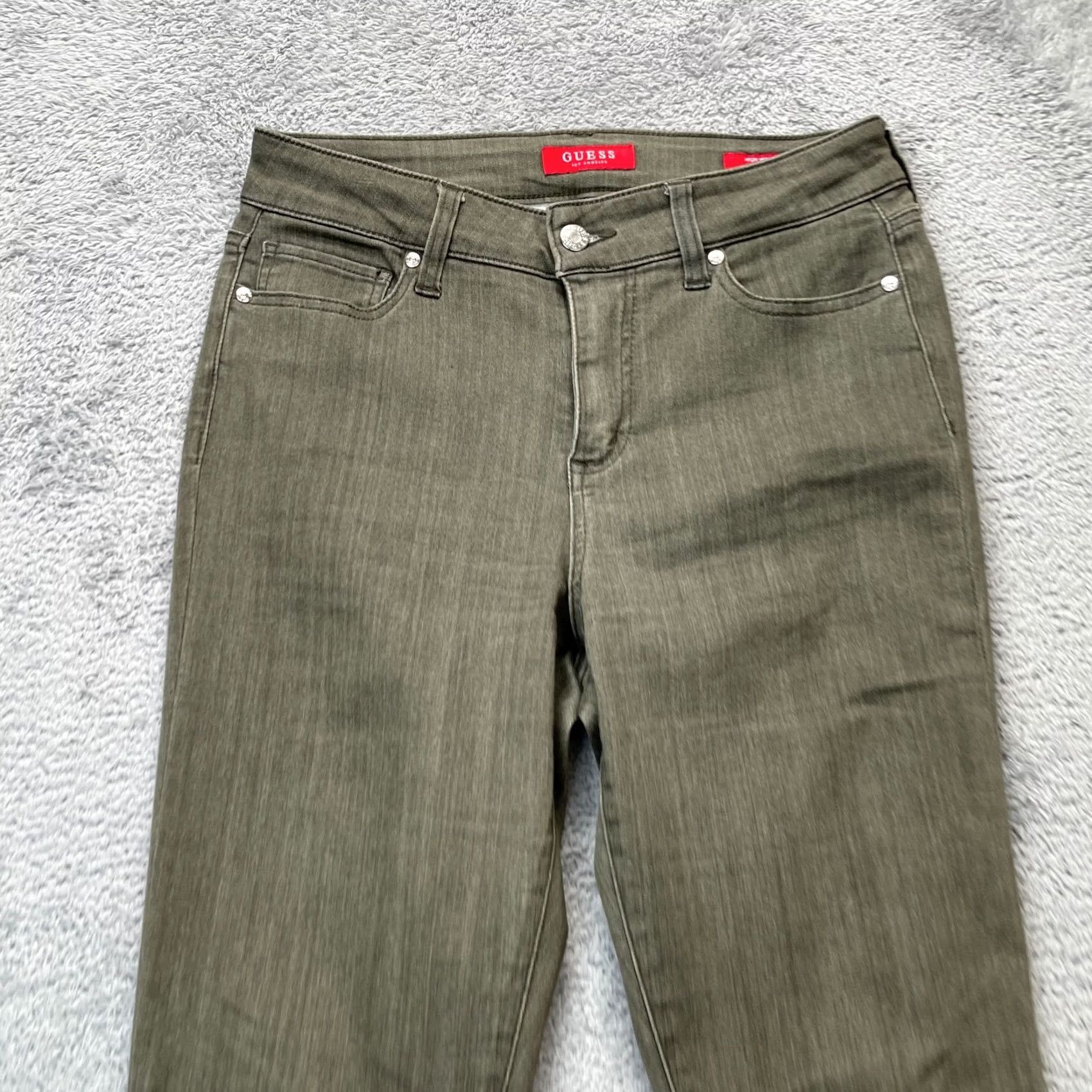 Guess GUESS Jeans Womens Skinny Denim Cotton 29 Green High Rise Tahiana Logo 5-Pocket City Womens Jeans Size 30" / US 8 / IT 44 - 7 Thumbnail
