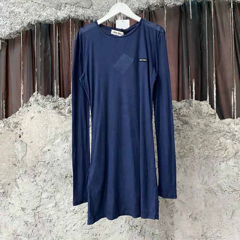 Miu Miu Miu Miu Long Sleeve Navy Blue T-Shirt 0089 Size M / US 6-8 / IT 42-44 - 1 Thumbnail