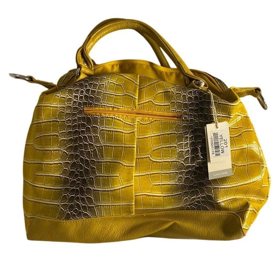 Other Louis Cardy Yellow Croc Embossed Tote Bag with Tassel Accent Size ONE SIZE - 3 Thumbnail