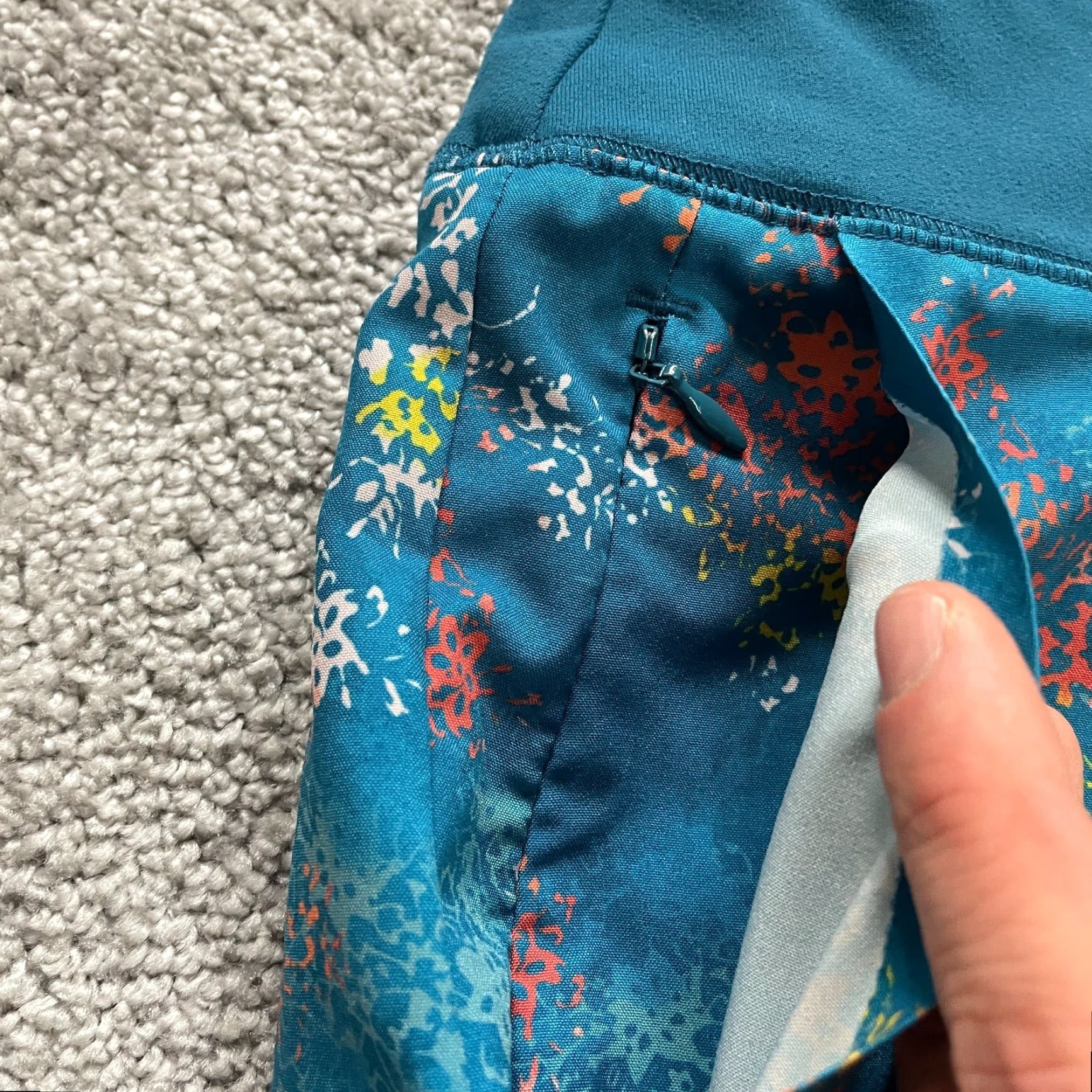 Lands' End Lands' End Active Shorts Women Large Teal Blue Patterned Lined High Rise Biker Womens Size 36" / US 14 / IT 50 - 3 Thumbnail