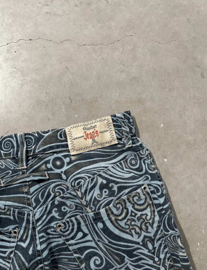Jean × Jean Paul Gaultier Jean Paul Gaultier Jeans Graphic Tribal Denim Tattoo EX0124 Size 25" / US 0 / IT 36 - 7 Thumbnail