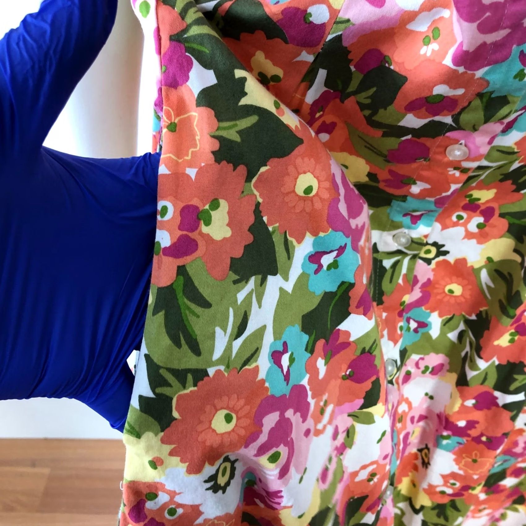 Talbots Talbots Shirt Dress 12 Midi Pink Floral All Over Print Sleeveless Collared Buttonless Pullover Knit Cotton Spandex Womens Size XL / US 12-14 / IT 48-50 - 3 Thumbnail