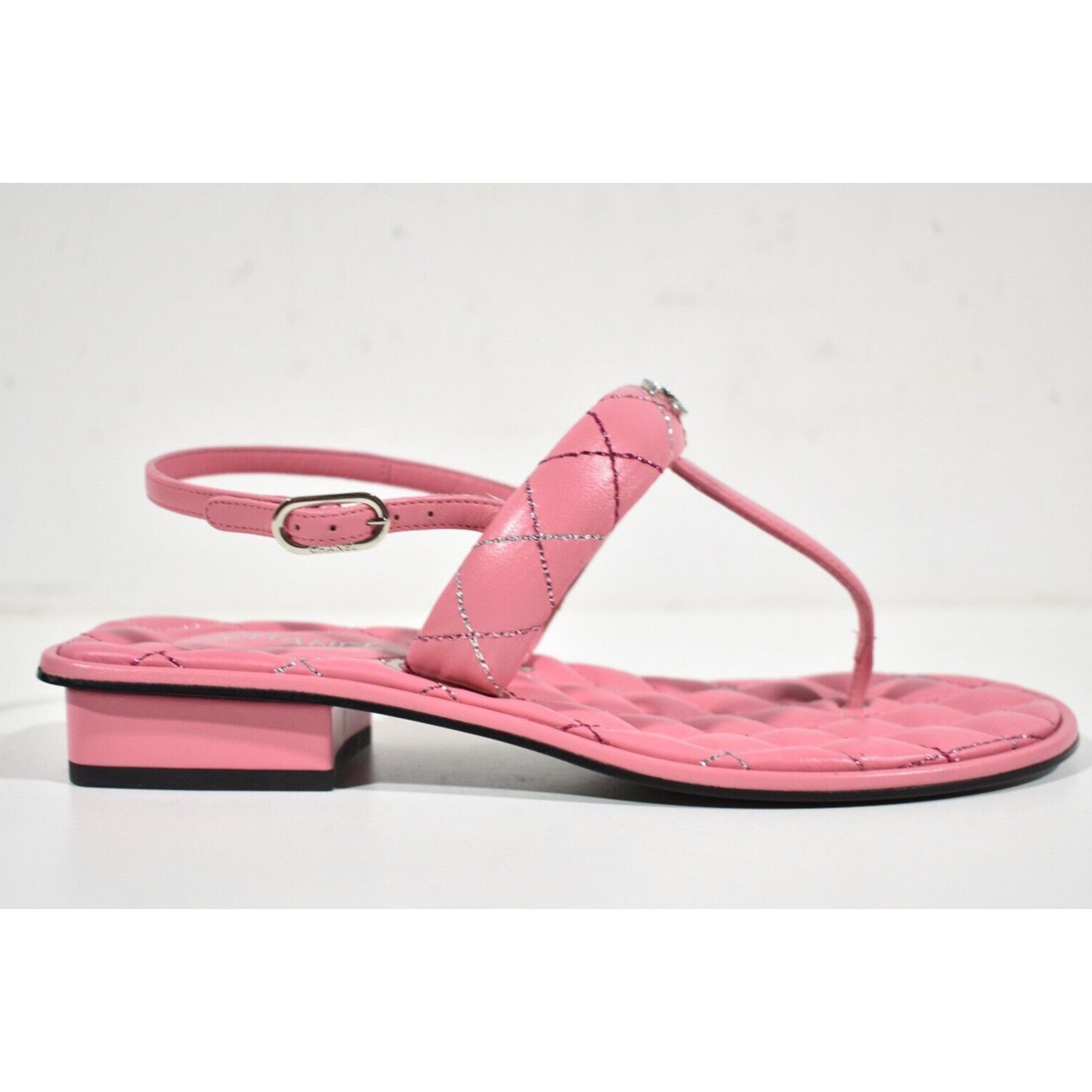 Chanel Chanel 21K Pink Multicolor Leather CC Logo Mule Slide Size US 7 / IT 37 - 2 Thumbnail