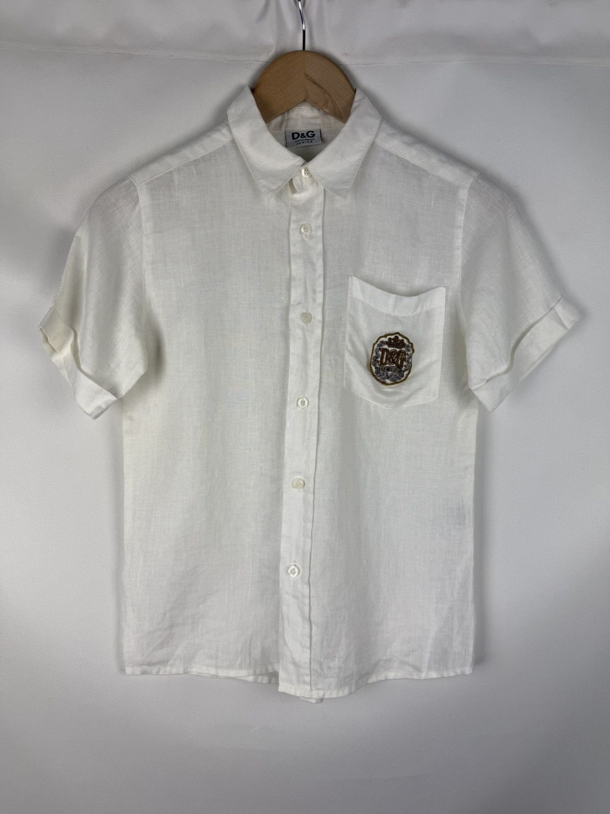 Dolce & Gabbana Dolce & Gabbana Junior Short Sleeve Linen Button Up Shirt Size US XXS / EU 40 - 1 Thumbnail