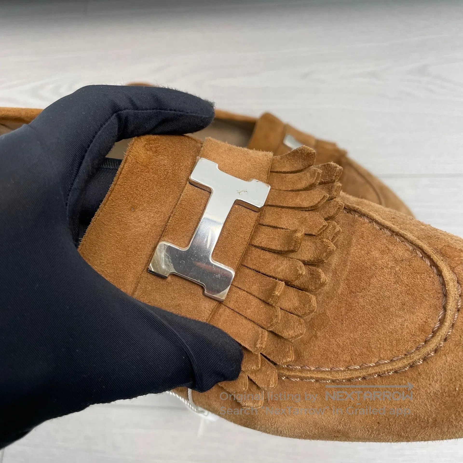 Hermes Hermes Caramel brown suede fringed loafers| Size US 6 / EU 39 - 9 Thumbnail
