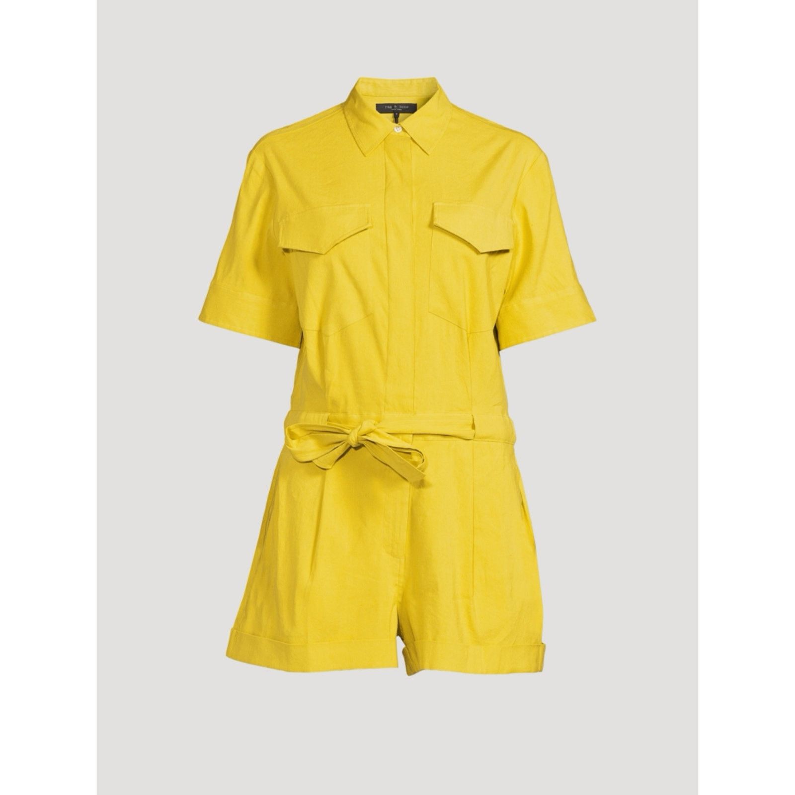 Rag & Bone Rag & Bone Surplus Short Sleeve Romper Chartreuse Green Size 25" / US 0 / IT 36 - 2 Thumbnail