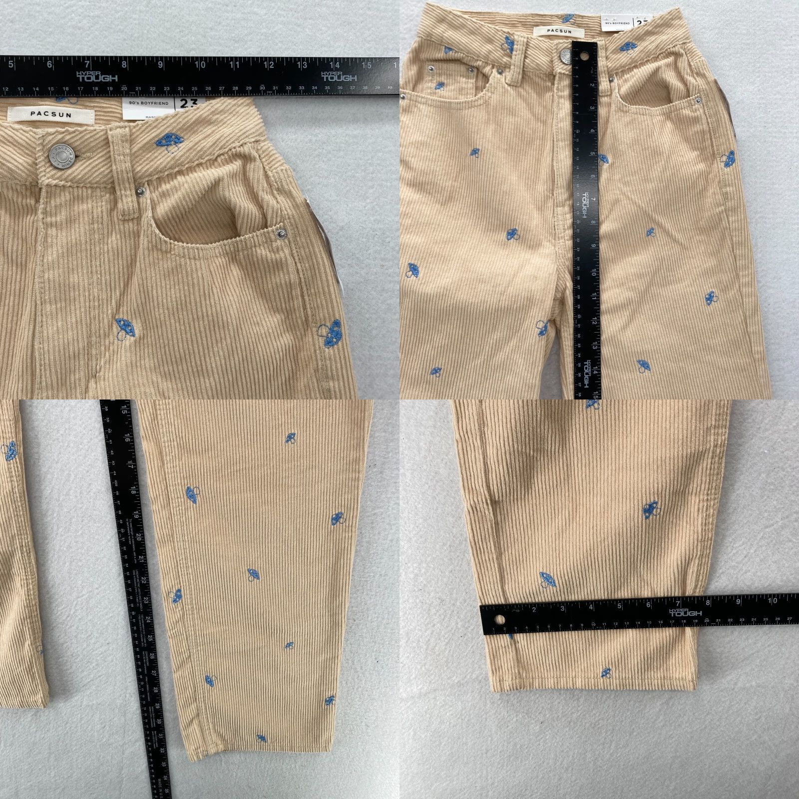 Pacsun Pacsun 90's Boyfriend Pants Women's 23 Brown Corduroy Embroidered Mushroom NWT Size 40" / US 18 - 8 Thumbnail