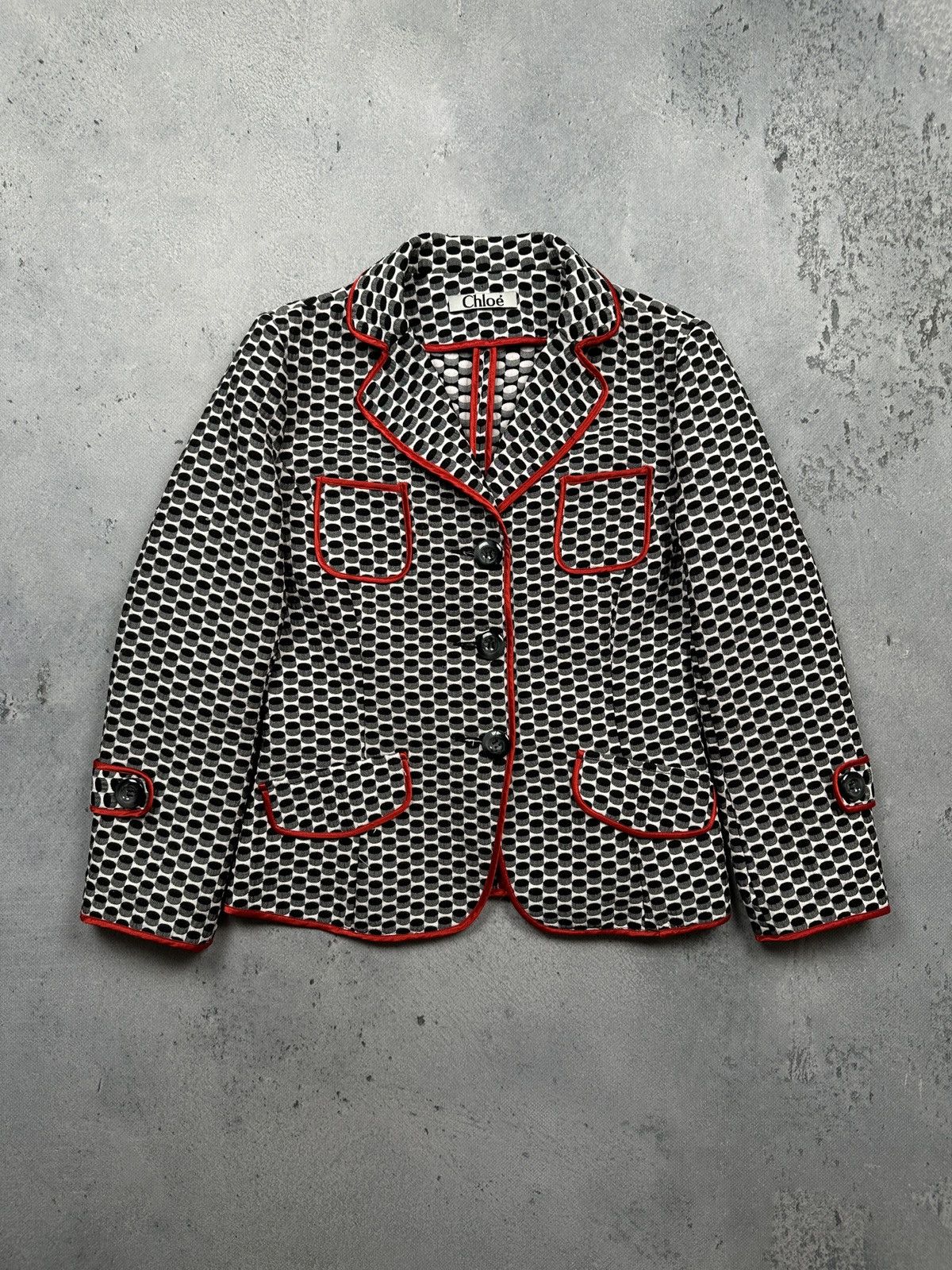 Chloe Archive Chloe Geometric Blazer Silk Blend Vintage Lux 1990s Size S / US 4 / IT 40 - 1 Thumbnail
