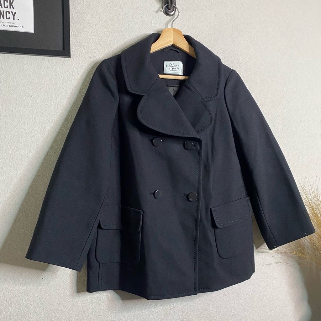 Kate Spade Kate Spade Madison Ave Pea Coat Black Button Front Greer Coa Size L / US 10 / IT 46 - 3 Thumbnail