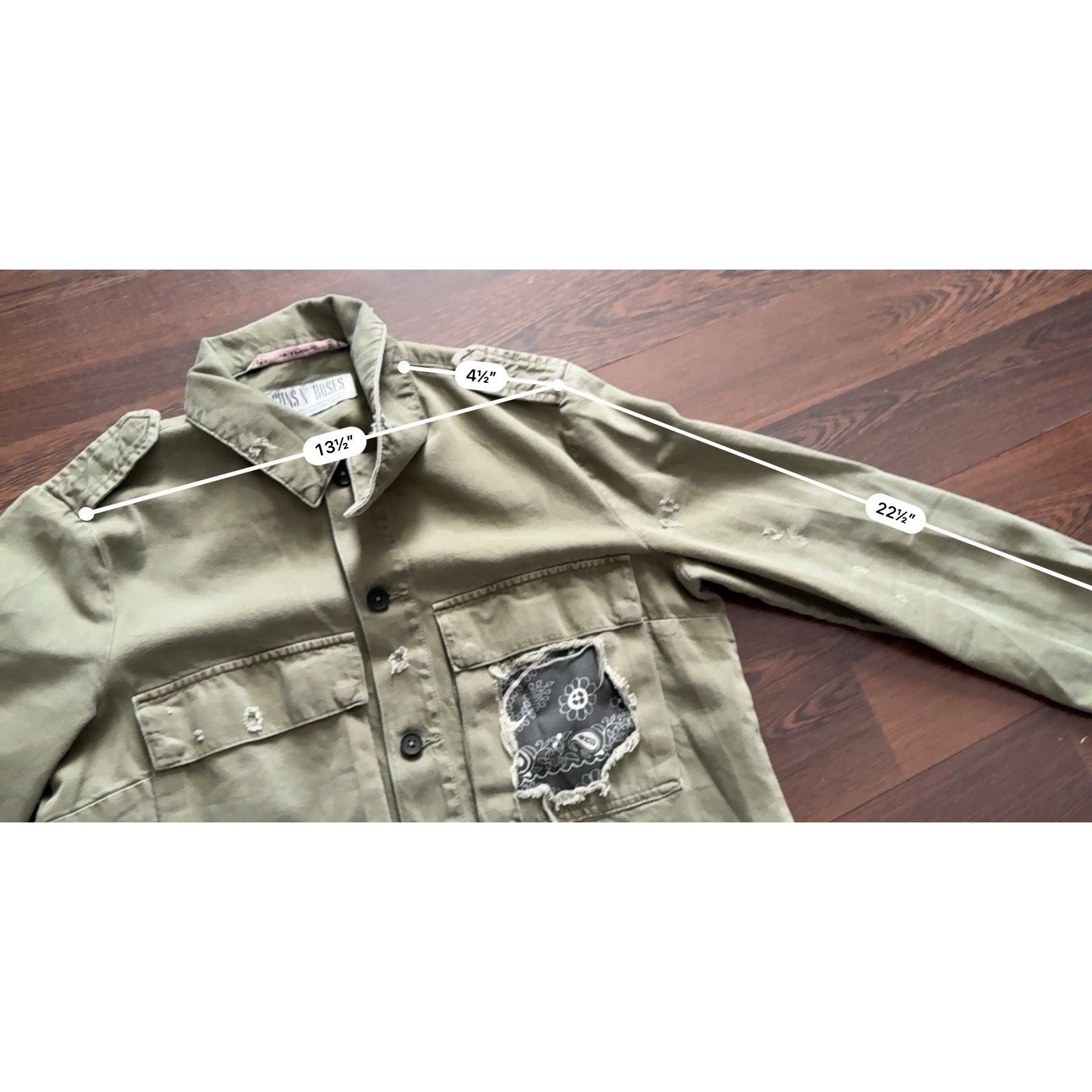 Zara 2017Zara Guns N Roses Military Utility Jacket Distressed S Size S / US 4 / IT 40 - 18 Thumbnail