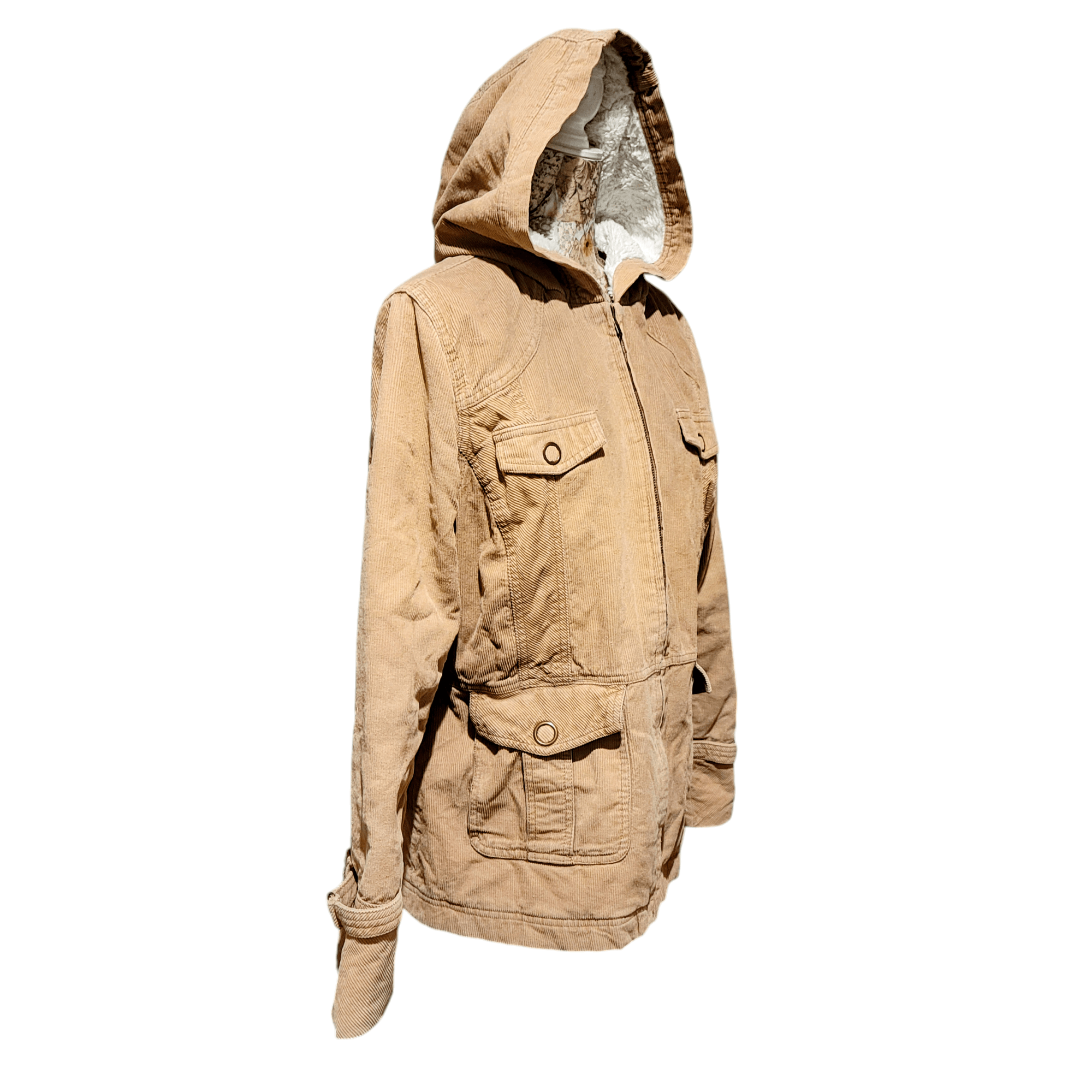 Sonoma Sonoma Soft Tan Corduroy Teddy Hooded Utility Cargo Jacket Size L / US 10 / IT 46 - 7 Thumbnail