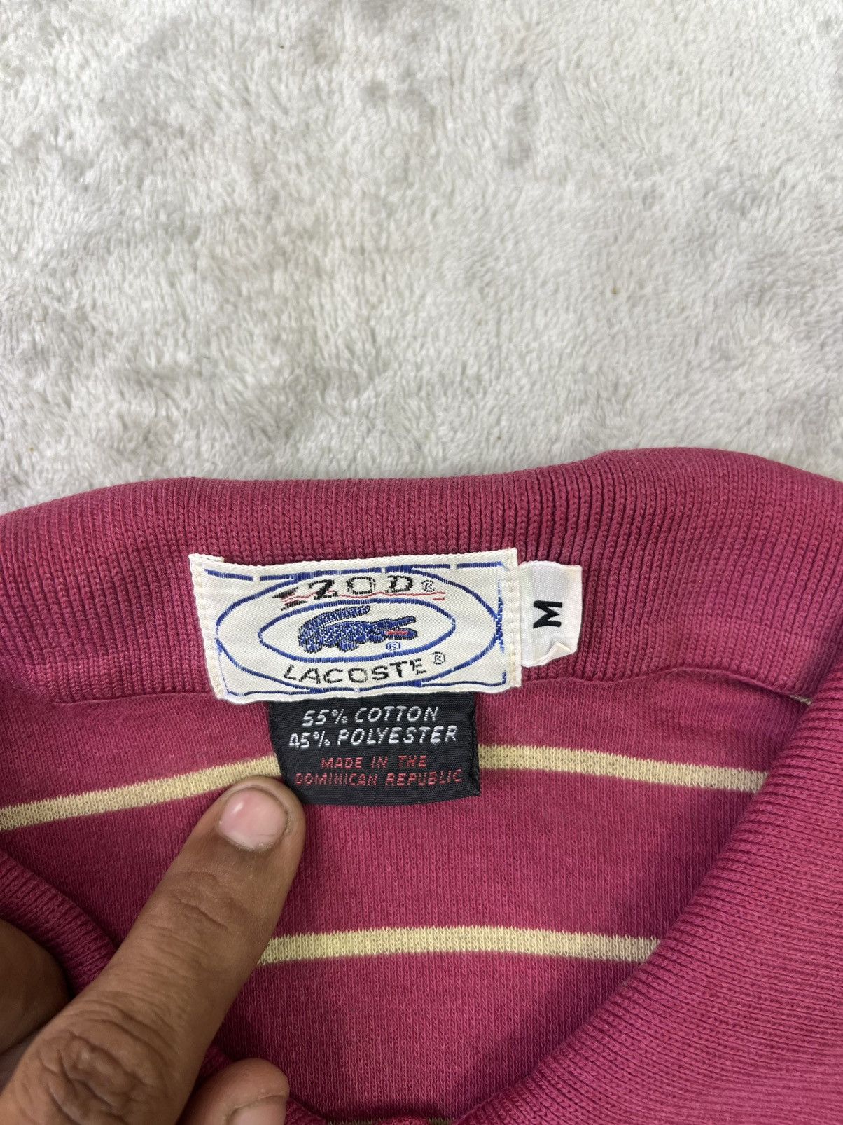 Lacoste Vintage 90s LacosteStripedPoloShirt Pink Beige SingleStitch Size US M / EU 48-50 / 2 - 4 Thumbnail