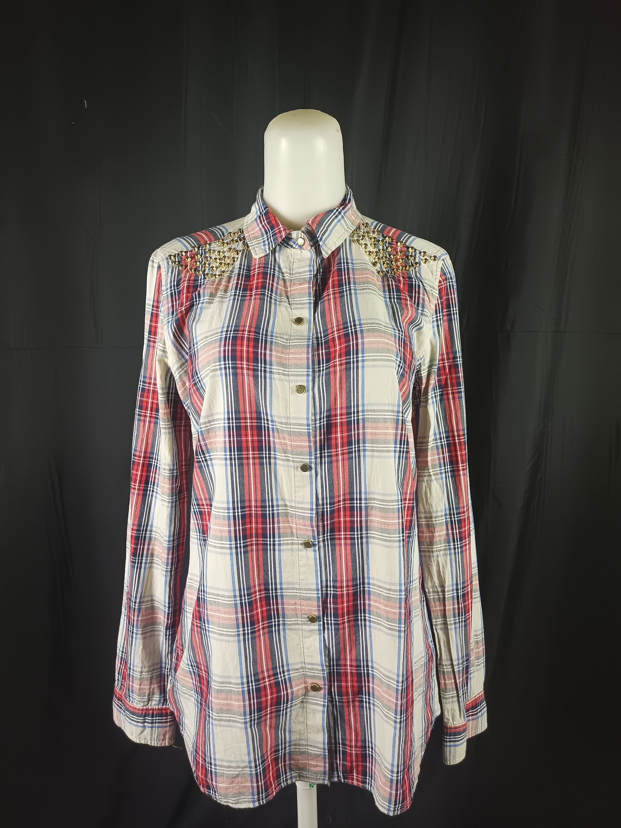 Designer × Japanese Brand × Zara ZARA TRAFALUC MMXII Collection Women Plaid Stud Shirt Size M / US 6-8 / IT 42-44 - 1 Thumbnail