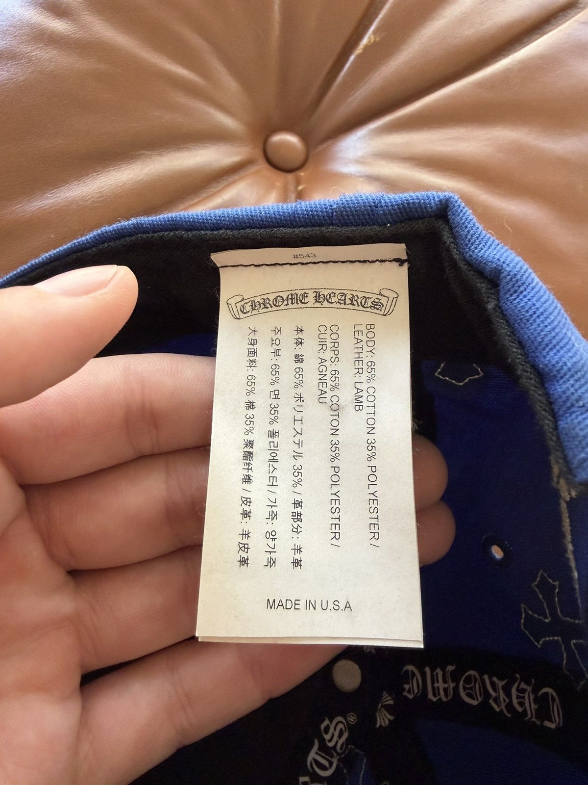 Chrome Hearts Chrome Hearts CH Snapback Hat - Blue W/ White Leather Patch Size ONE SIZE - 8 Thumbnail