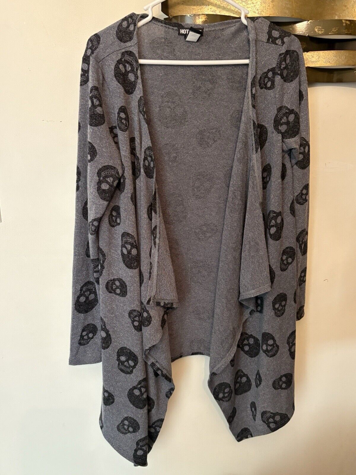Hot Topic Hot Topic Skull Sweater Open Front Gray Black Small Size S / US 4 / IT 40 - 1 Thumbnail