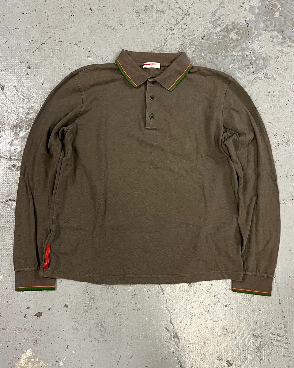 Prada 2000s Prada Linea Rossa Brown Polo Shirt Size US S / EU 44-46 / 1 - 1 Thumbnail