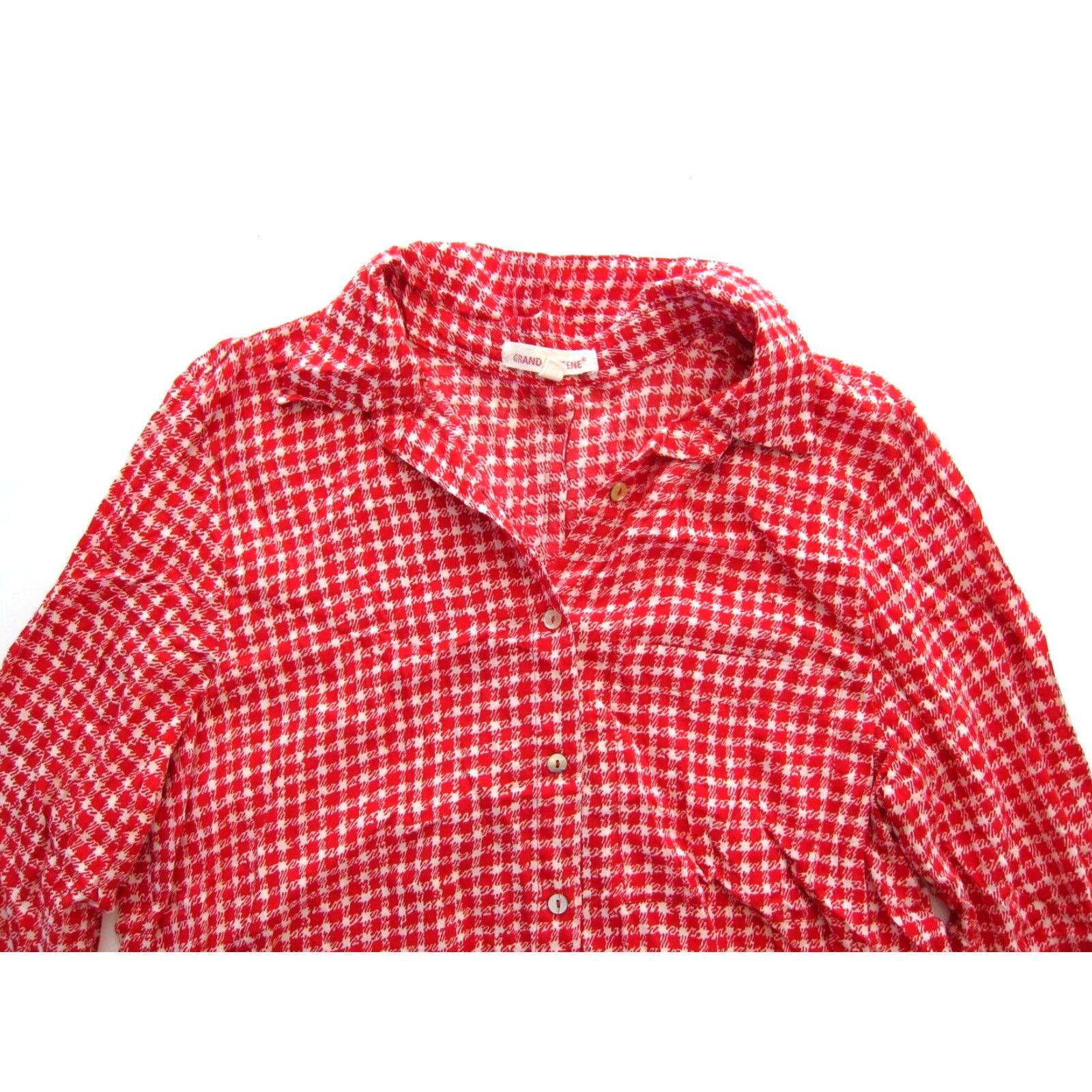 Vintage VINTAGE Grand & Greene Anthropologie Blouse Shirt Red Plaid 100% Rayon S Womens Buttons Down Long Sleeve Collared Size S / US 4 / IT 40 - 3 Thumbnail