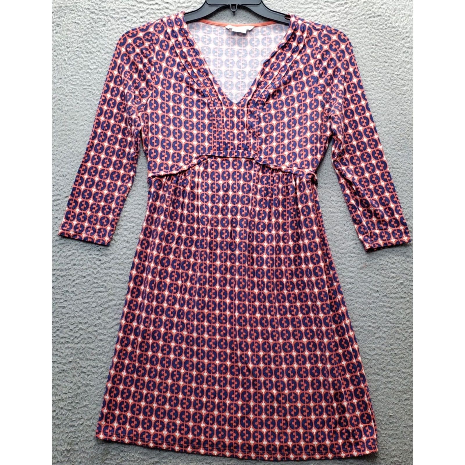 Boden Boden Dress Women 6R Multicolor Geometric 3/4 Sleeve V-Neck A-Line Midi Dress Size M / US 6-8 / IT 42-44 - 2 Thumbnail