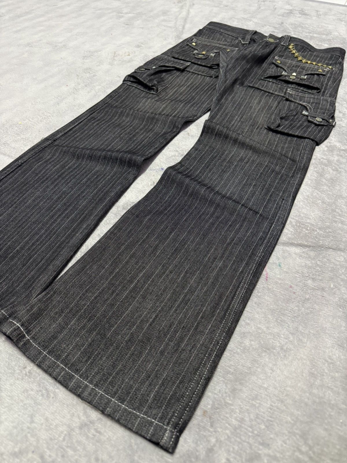 Tornado Mart Tornado Mart Japan Studded Herringbone Cargo Flared Jeans Size US 30 / EU 46 - 25 Thumbnail