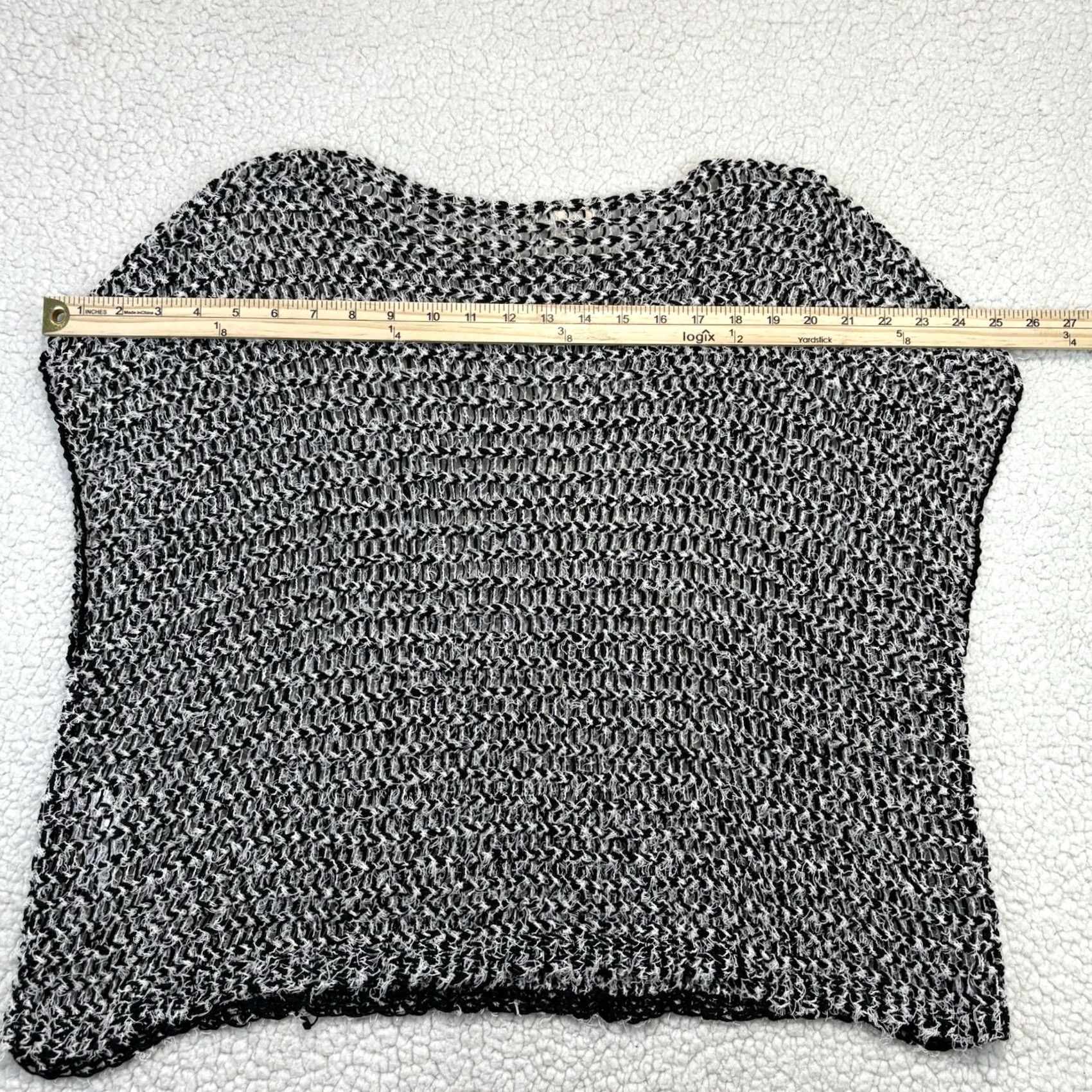 Eileen Fisher Eileen Fisher Sweater Shirt Womens Open Twist Knit Bateau Neck Boxy Short Sleeve Cotton Polyester Nylon Black White S Regular Size S / US 4 / IT 40 - 5 Thumbnail
