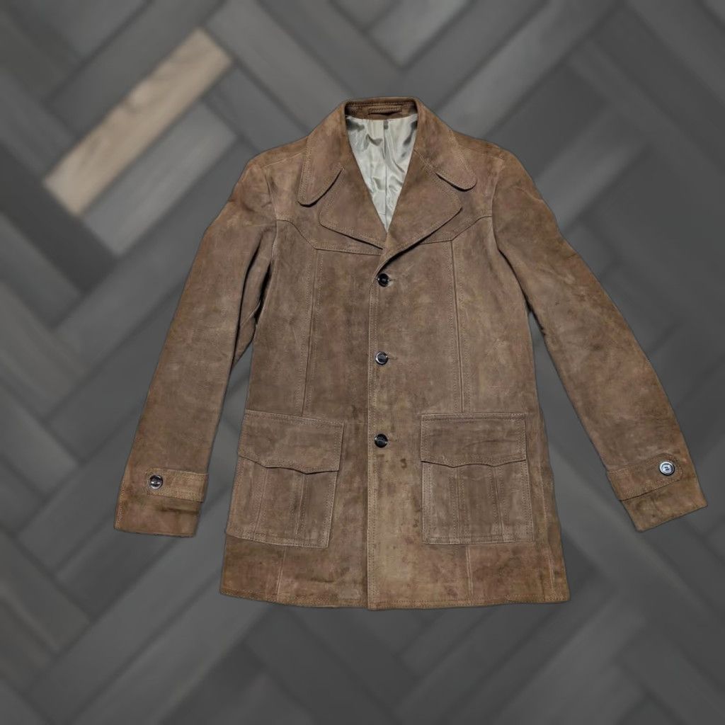 Vintage VINTAGE SHEEPSKIN suede leather WESTERN coat SHERLOCK brown 40 german jacket M Men coat Leather Overcoat Flex SHERLOCK Mens Size US M / EU 48-50 / 2 - 1 Thumbnail