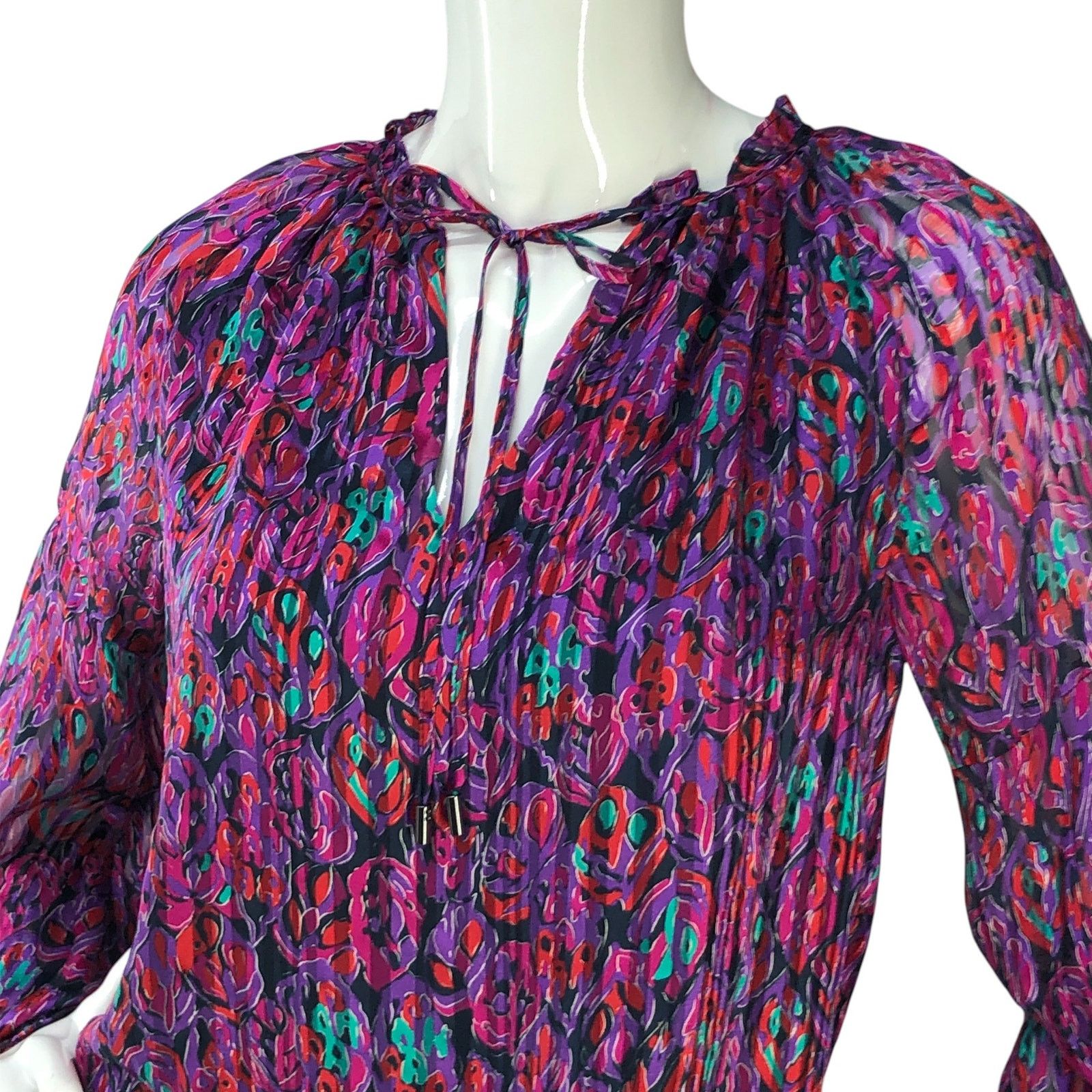 Ramy Brook Ramy Brook Sz S Top Luanne Leaf Stripe Print Ruffled Keyhole Size S / US 4 / IT 40 - 2 Thumbnail