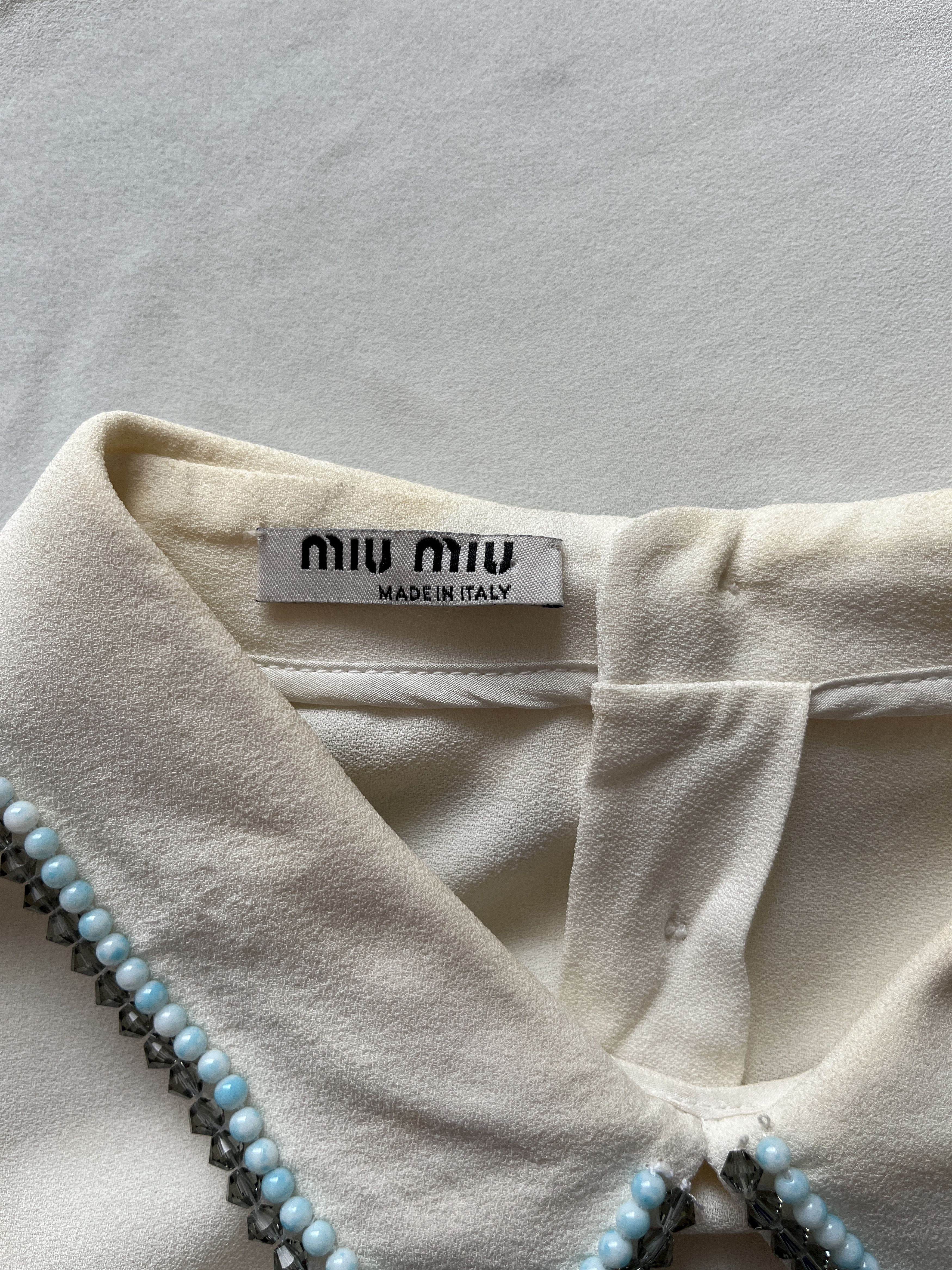 Miu Miu ⚡️QUICK SALE⚡️ 2015 Miu Miu Cream Blouse Top with Beading Size M / US 6-8 / IT 42-44 - 9 Thumbnail
