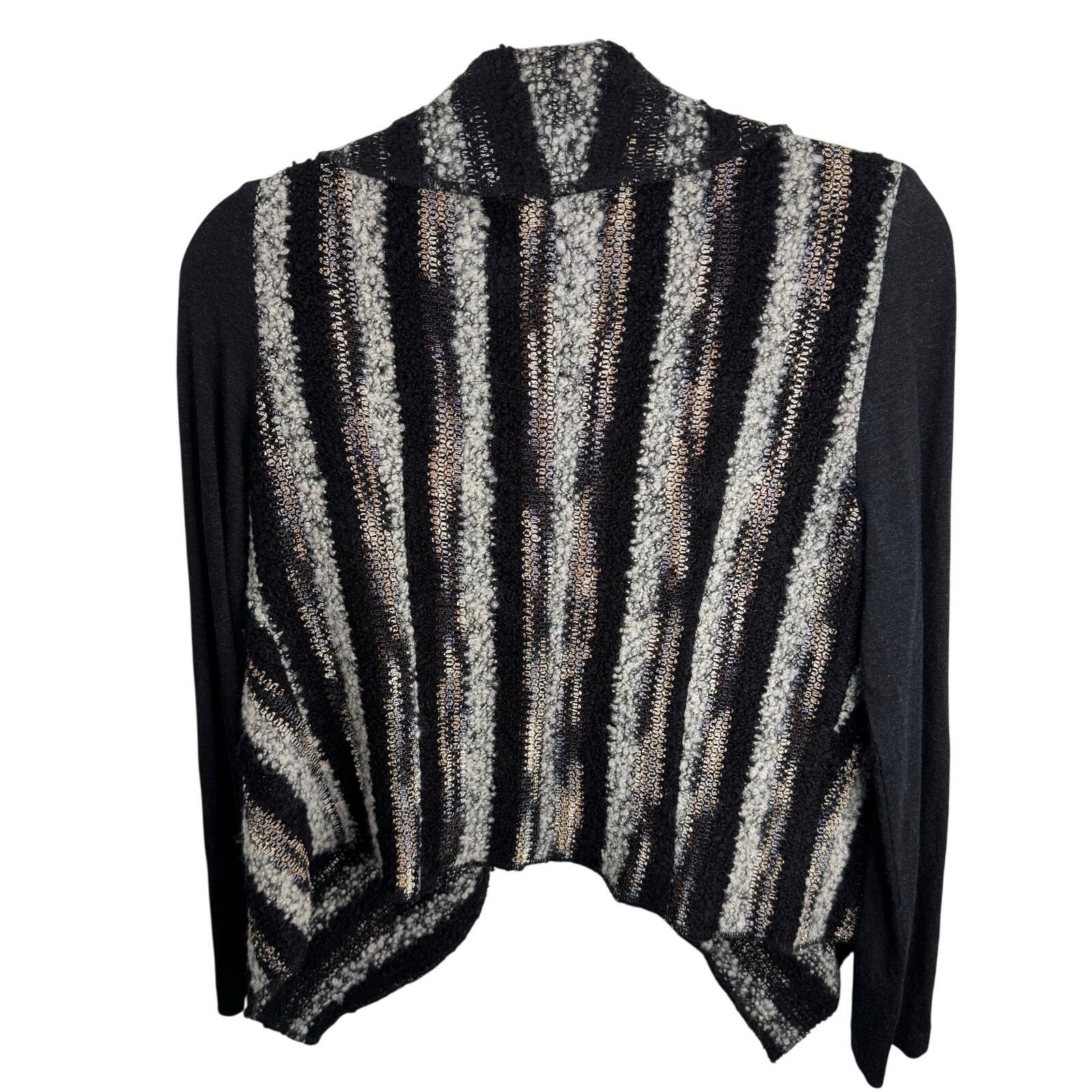 Other Alberto Makali Wool Blend Open Cardigan Stiped Knit Metallic Size M / US 6-8 / IT 42-44 - 3 Thumbnail