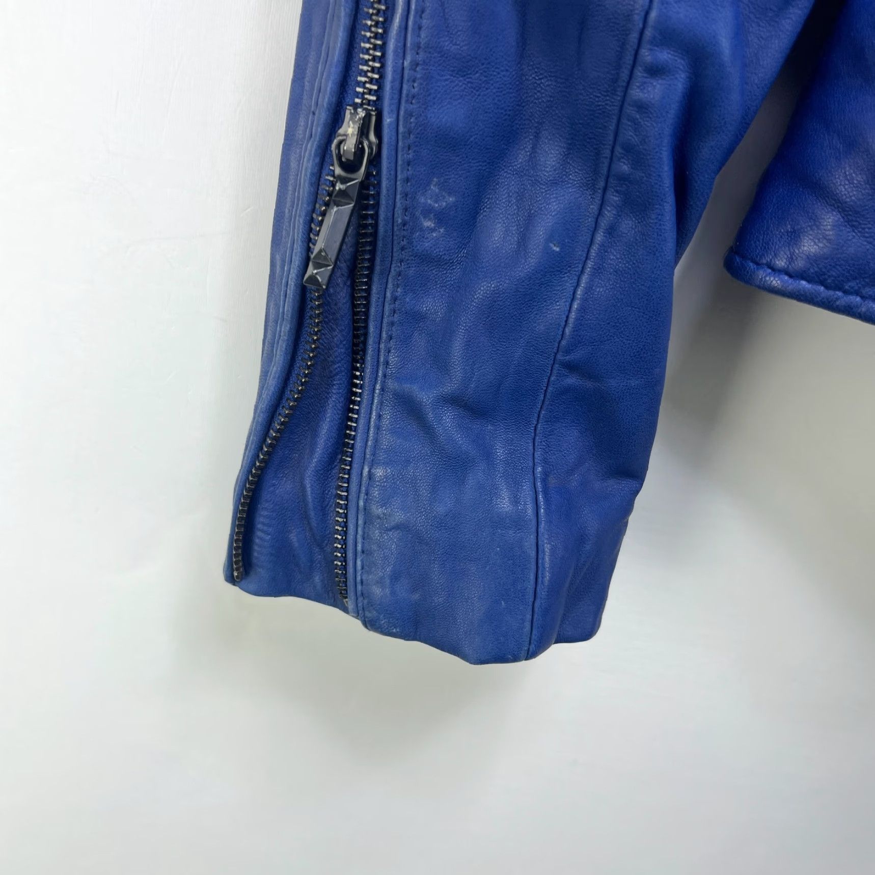 Bcbgmaxazria BCBGMAXAZRIA Leather Jacket Blue Women's Large Motorcycle Jacket Size L / US 10 / IT 46 - 6 Thumbnail