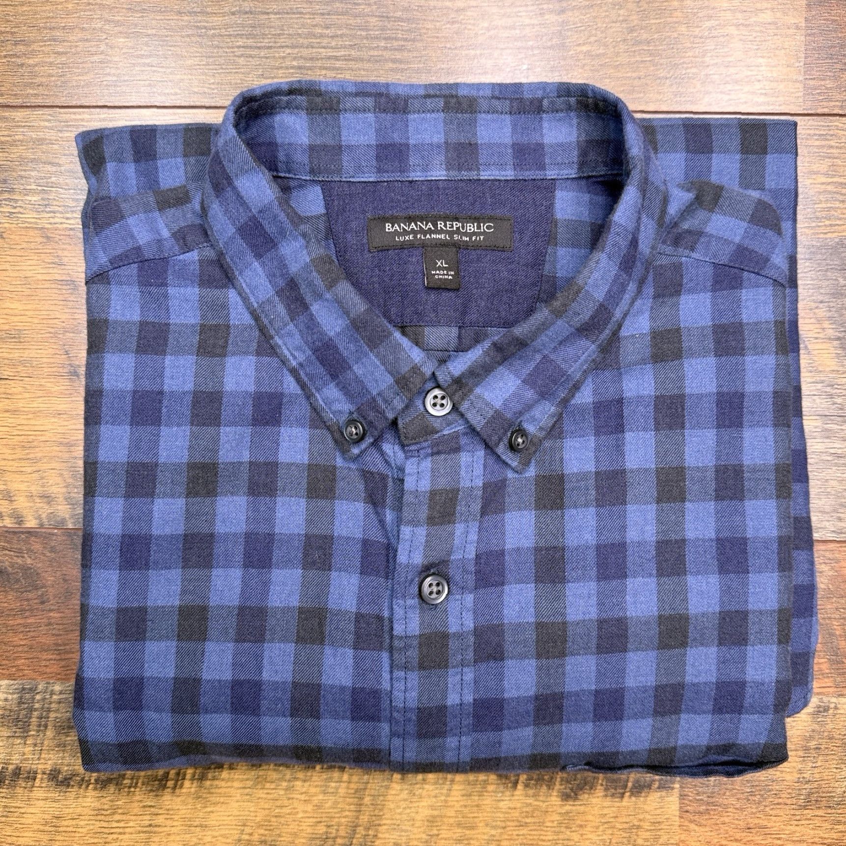 Banana Republic Banana Republic Shirt Mens XL Blue Slim Button-Up Check Flannel Size US XL / EU 56 / 4 - 2 Thumbnail