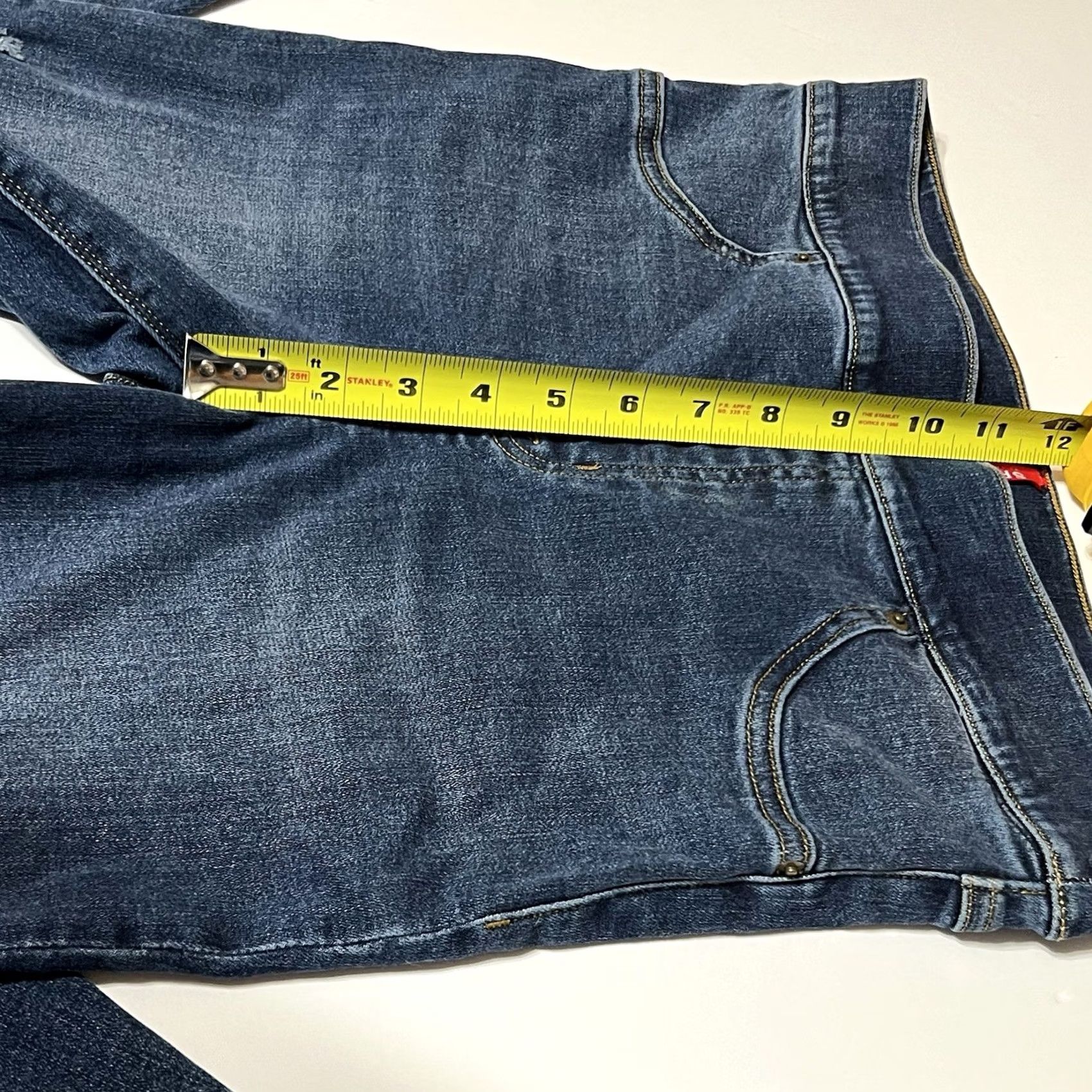 Spanx SPANX Women's Distressed Ankle Skinny High Rise Jeans Size Large Regular Stretch Blue Denim Slimming Raw Hem Size 36" / US 14 / IT 50 - 4 Thumbnail