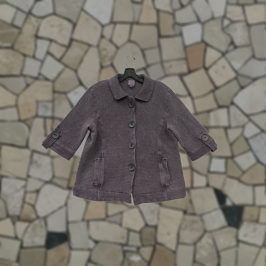 Vintage VINTAGE Focus Jacket Women M Purple Waffle Knit Button-Up Shirt? Size M / US 6-8 / IT 42-44 - 1 Thumbnail