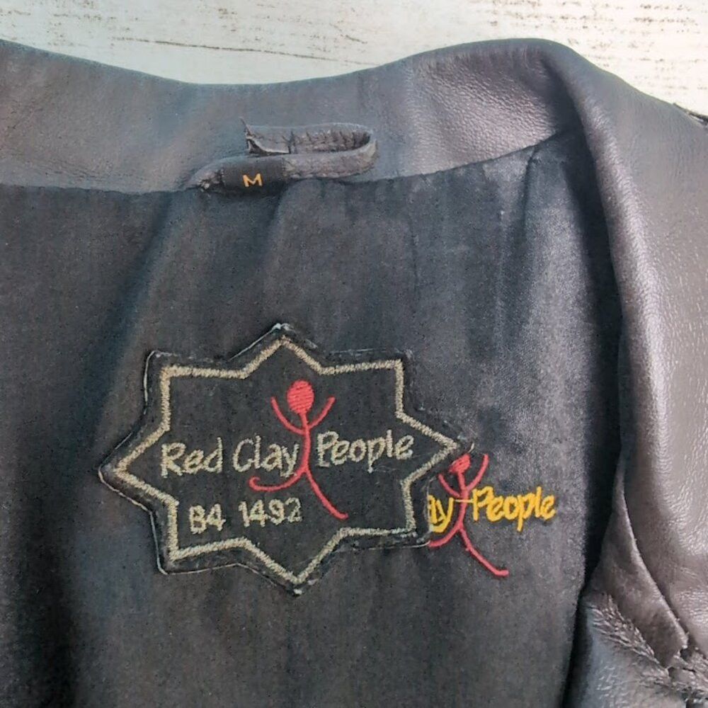 Other Vintage Red Clay People Black Leather Fringe and Bead Jacke Size M / US 6-8 / IT 42-44 - 5 Thumbnail