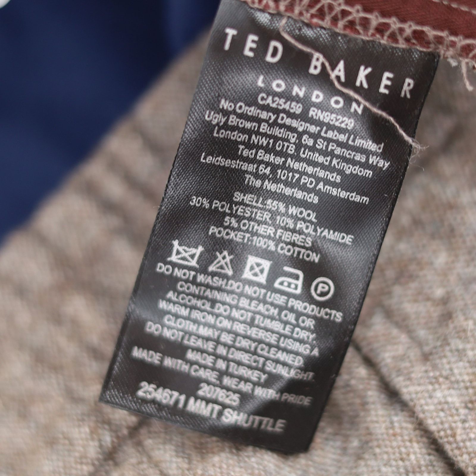 Ted Baker Ted Baker Men's Tan Wool Shuttle Leyden Fit Trousers 36R Size US 36 / EU 52 - 6 Thumbnail
