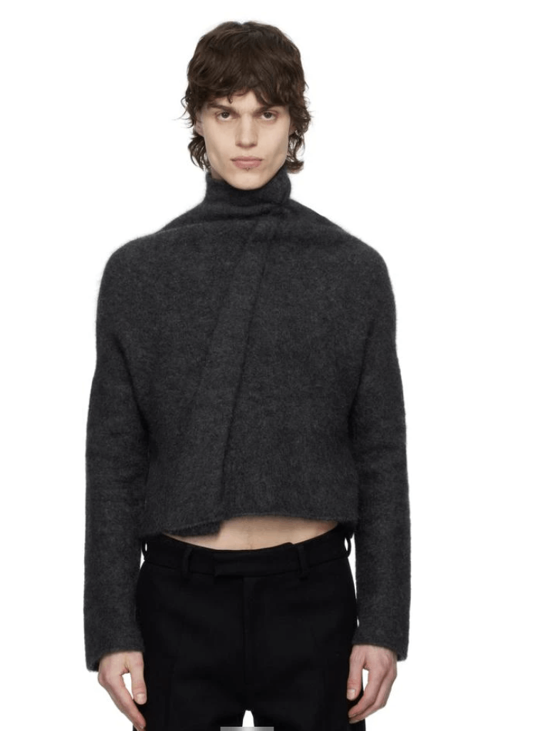 Aaron Esh Gray Knot Front Turtleneck Size US M / EU 48-50 / 2 - 4 Thumbnail