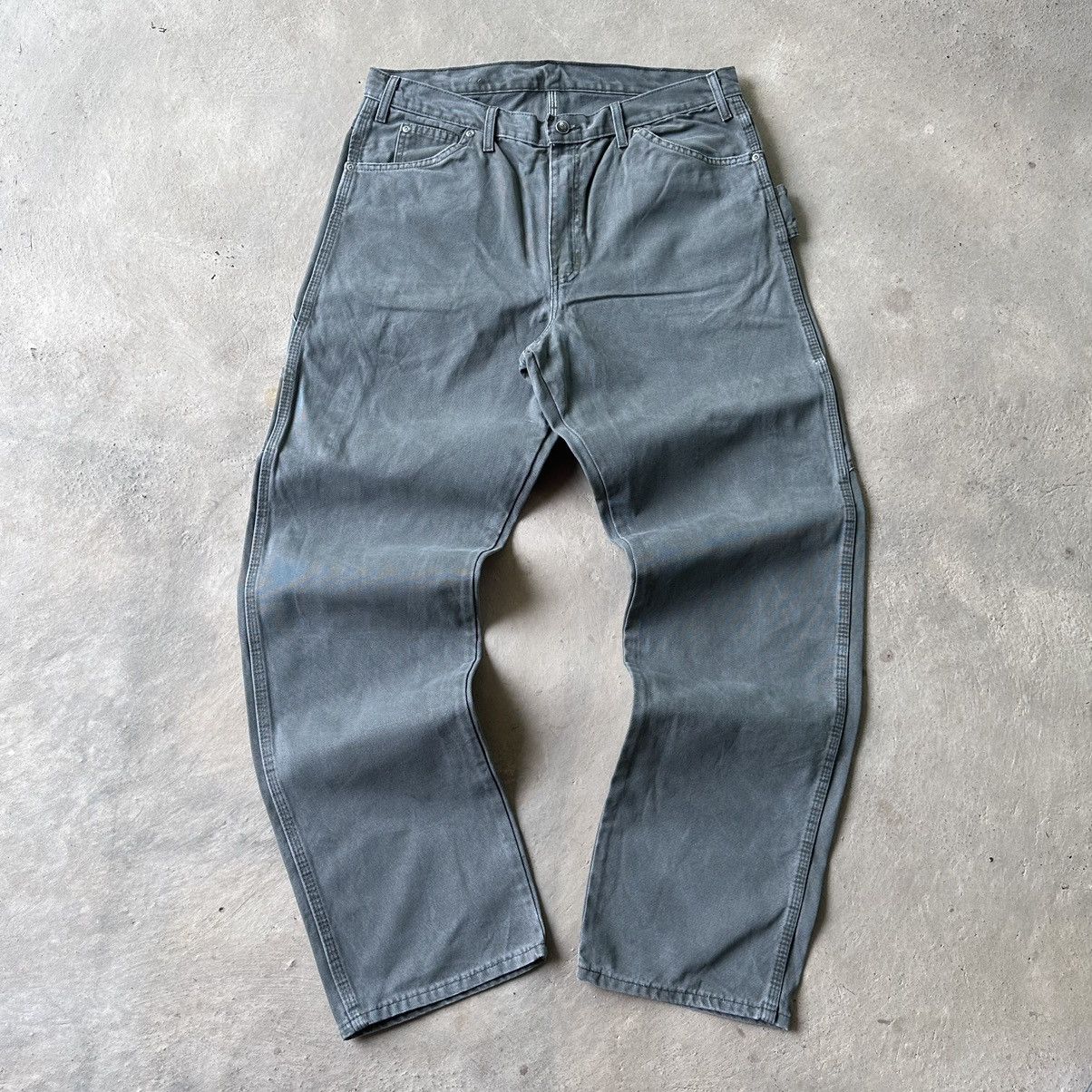 Carhartt × Dickies (37x36) Crazy Vintage Y2K Faded Dickies Carpenter Pants Moss Size US 37 - 3 Thumbnail