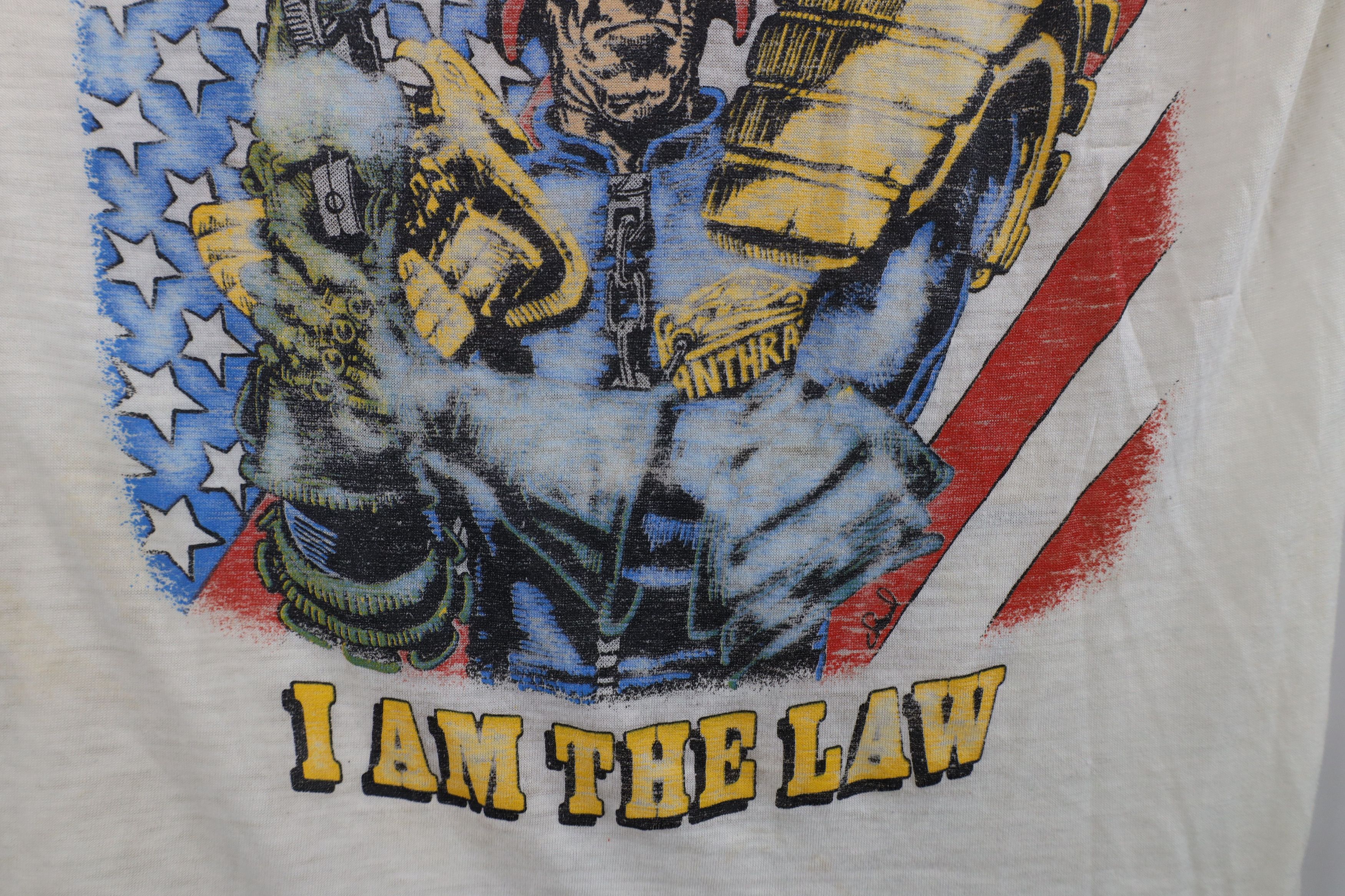 Vintage Vintage 80s Thin I Am The Law Anthrax Band T-Shirt White USA Size US S / EU 44-46 / 1 - 6 Thumbnail