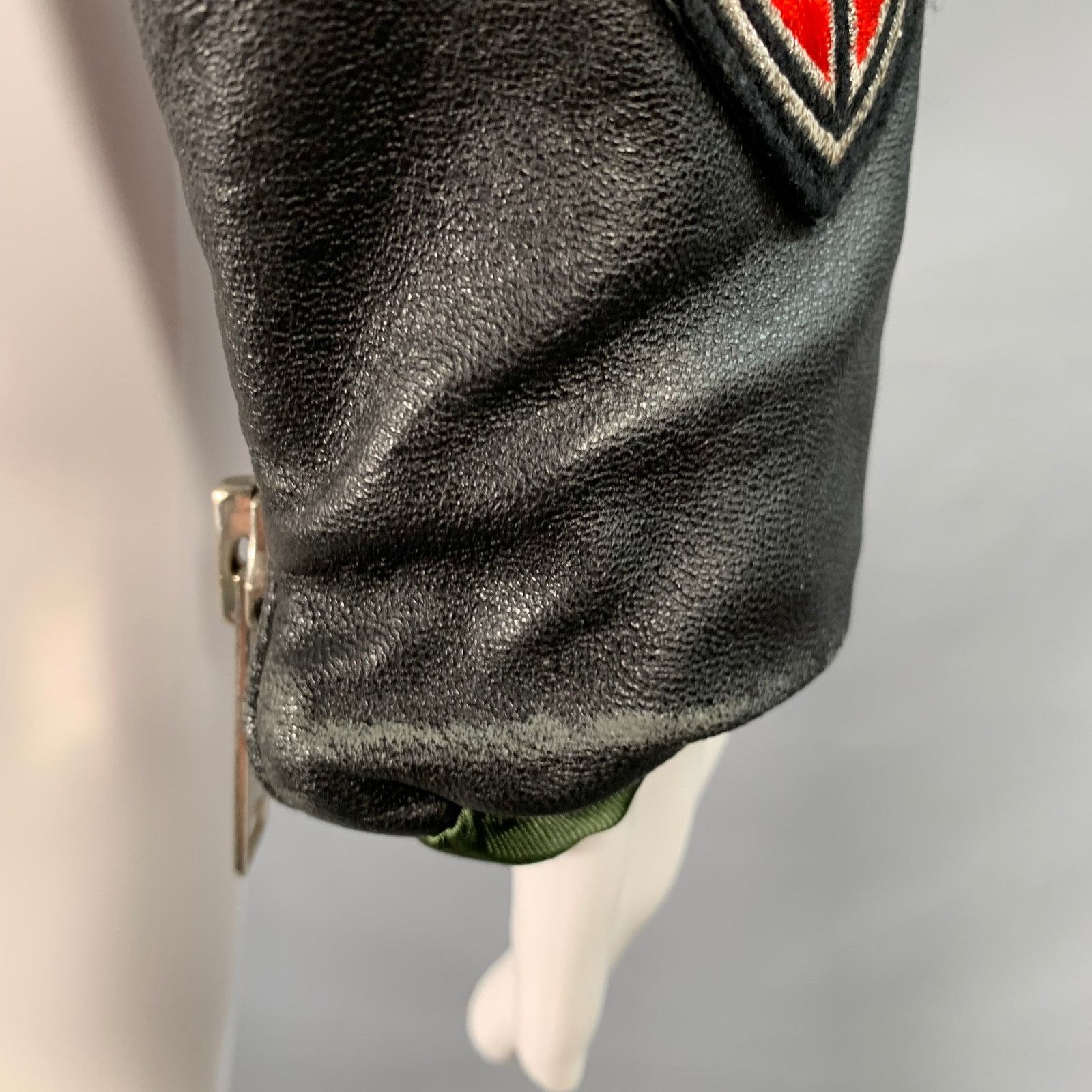 John Richmond JOHN RICHMOND Black Silver Leather Patches Biker Jacket Size US M / EU 48-50 / 2 - 5 Thumbnail