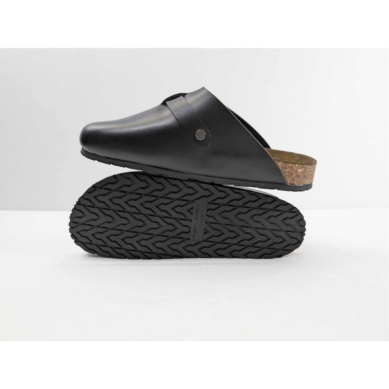 Saint Laurent Paris o1rshd1 Silver Buc San Holster Slipper Sandal in Nero Size US 8 / EU 41 - 13 Thumbnail