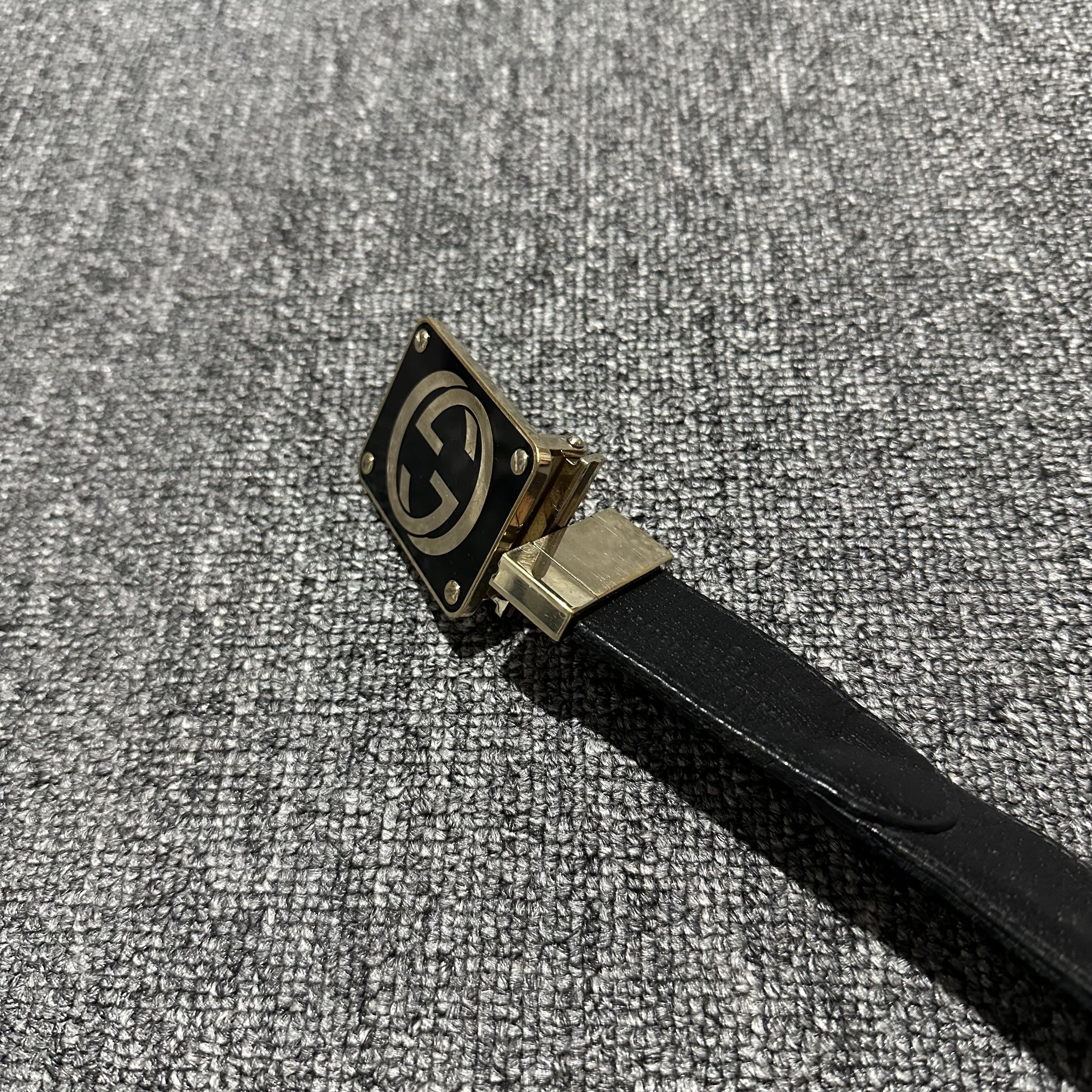 Gucci 90’s Gucci Enamled Belt Buckle With Black Canvas Belt Size 28 - 6 Thumbnail