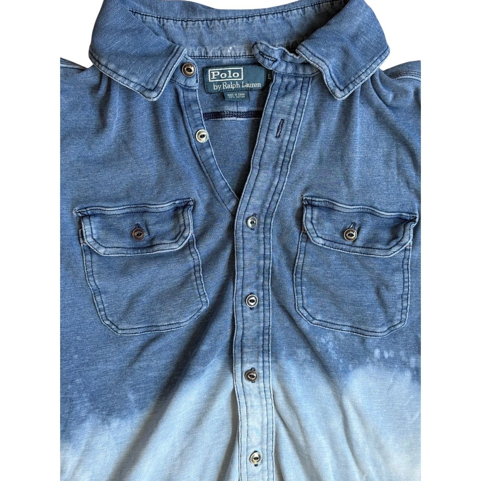 Polo Ralph Lauren Polo Ralph Lauren Custom Dip-Dye Chambray Shirt Size L Size US L / EU 52-54 / 3 - 3 Thumbnail