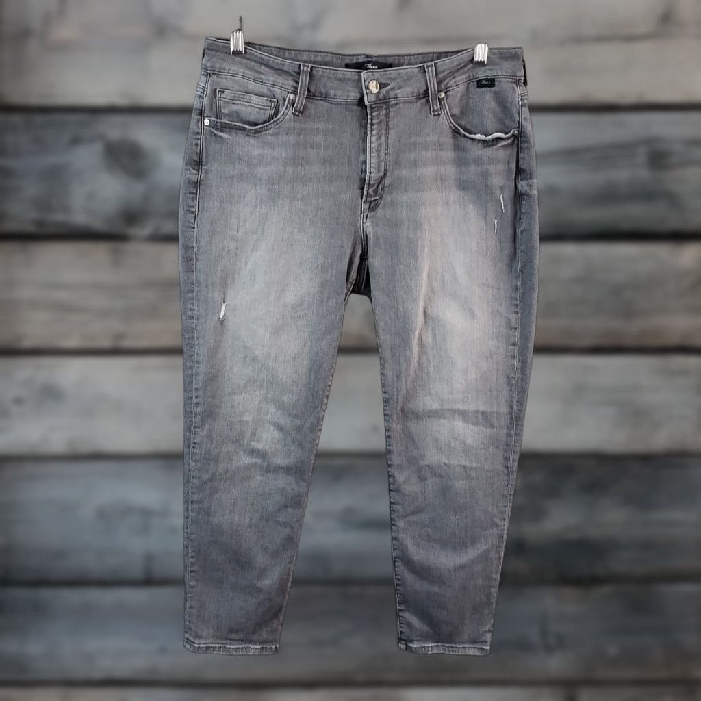 Mavi Mavi Womens Emma Slim Boyfriend Jeans Size 32P Gray Lightly Distressed Mid Rise Jeans Feminine Womens Size 24" / US 00 / IT 34 - 1 Thumbnail