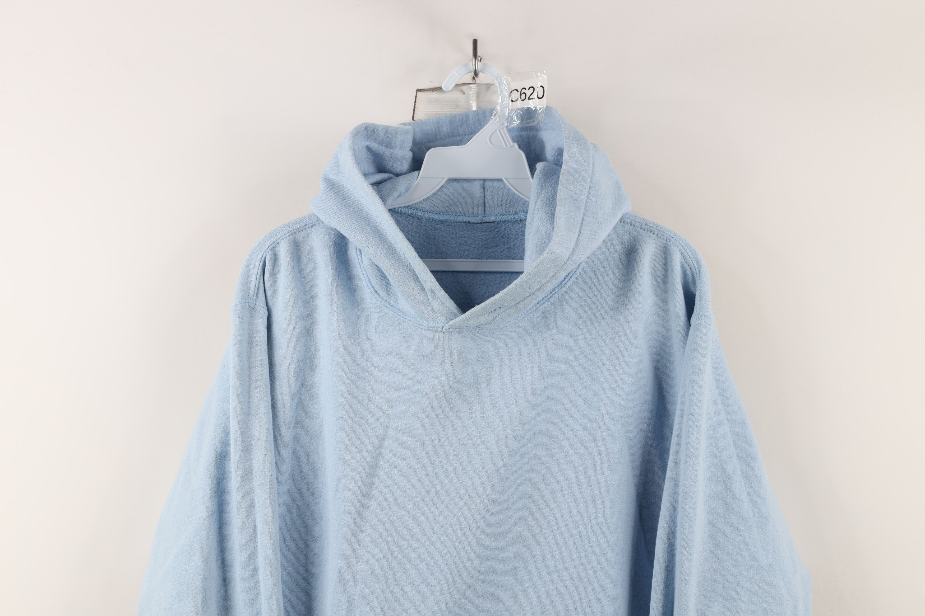Vintage Vintage 90s Streetwear Blank Hoodie Sweatshirt Light Blue Size US S / EU 44-46 / 1 - 2 Thumbnail