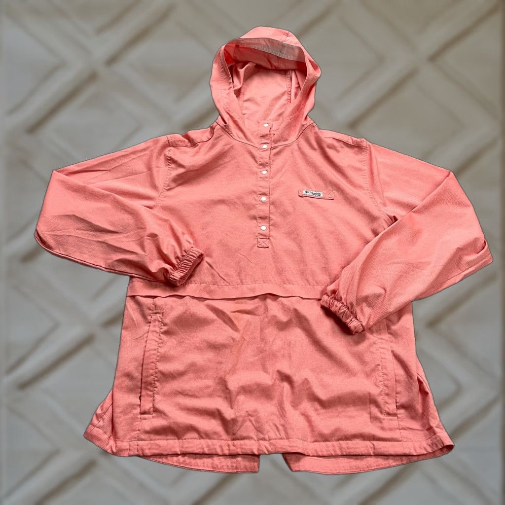 Vintage Columbia Tidal Tee Hoodie Windbreaker Jacket Mens Medium Peach Lightweight Snap Shirt Size US M / EU 48-50 / 2 - 1 Thumbnail