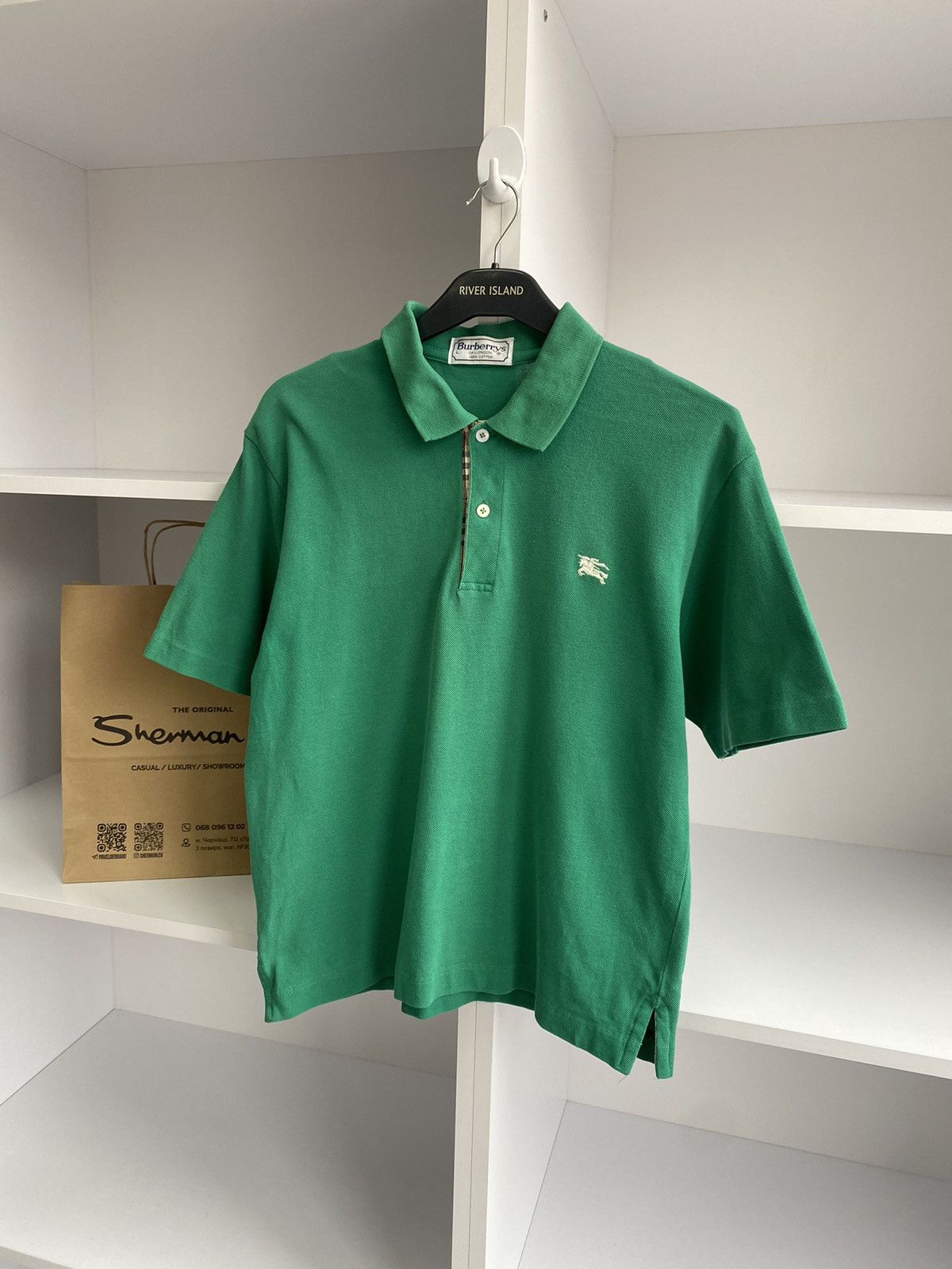 Burberry × Vintage Vintage Burberry Green Polo T-Shirt Size US S / EU 44-46 / 1 - 3 Thumbnail