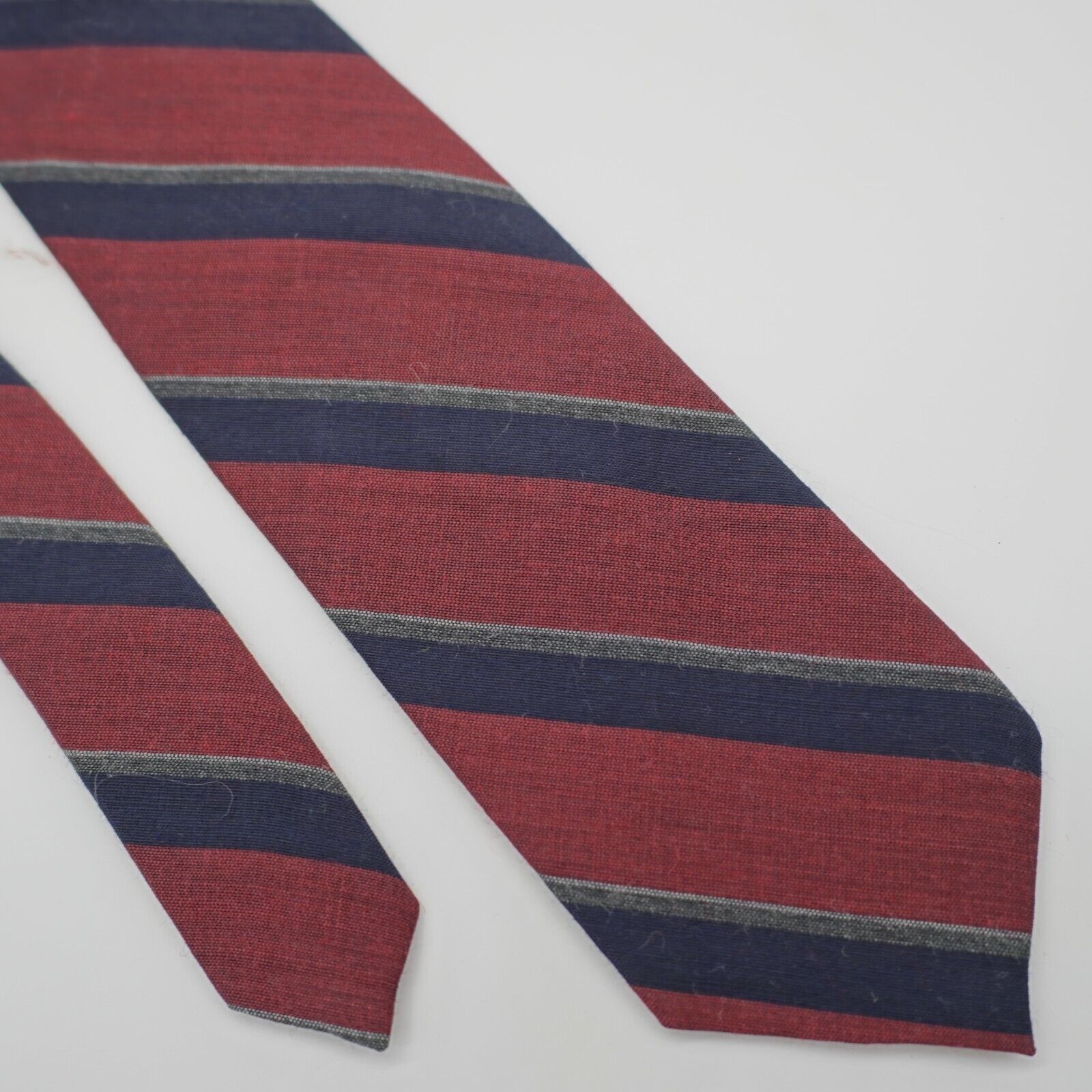 Other Resilio Red Blue Stripe Woven Short Skinny Wool Silk Tie Size ONE SIZE - 1 Thumbnail