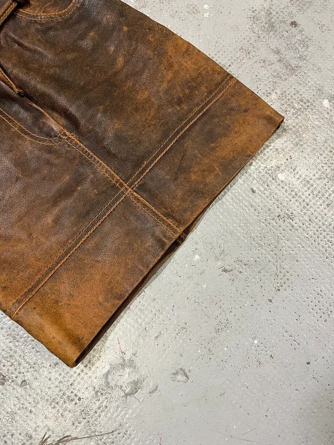 Moschino 1990s Moschino Brown Eroded Leather Skirt Size 25" / US 0 / IT 36 - 6 Thumbnail